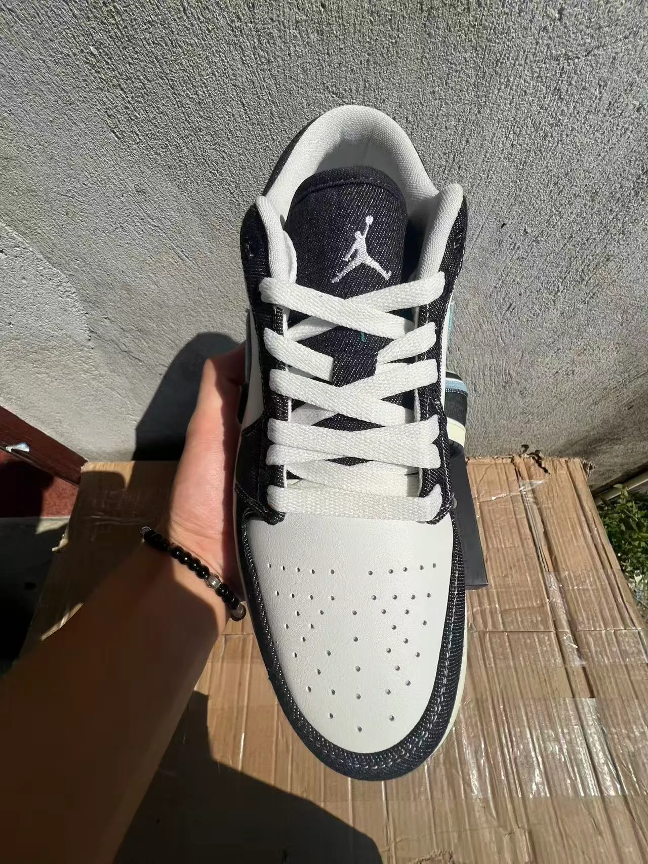 Nike Air Jordan 1 Low Denim and Leather Lifestyle Sneakers