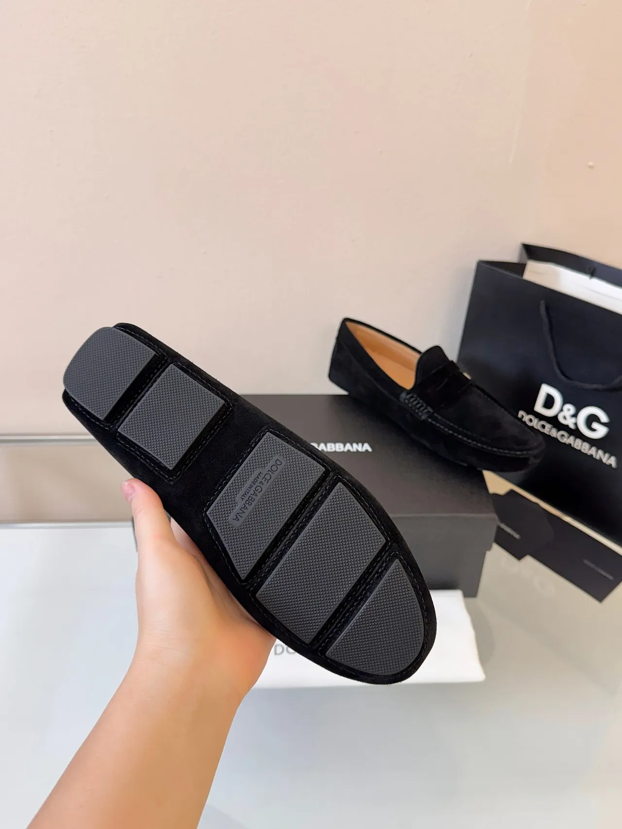 Dolce & Gabbana DG Logo Suede Penny Loafer