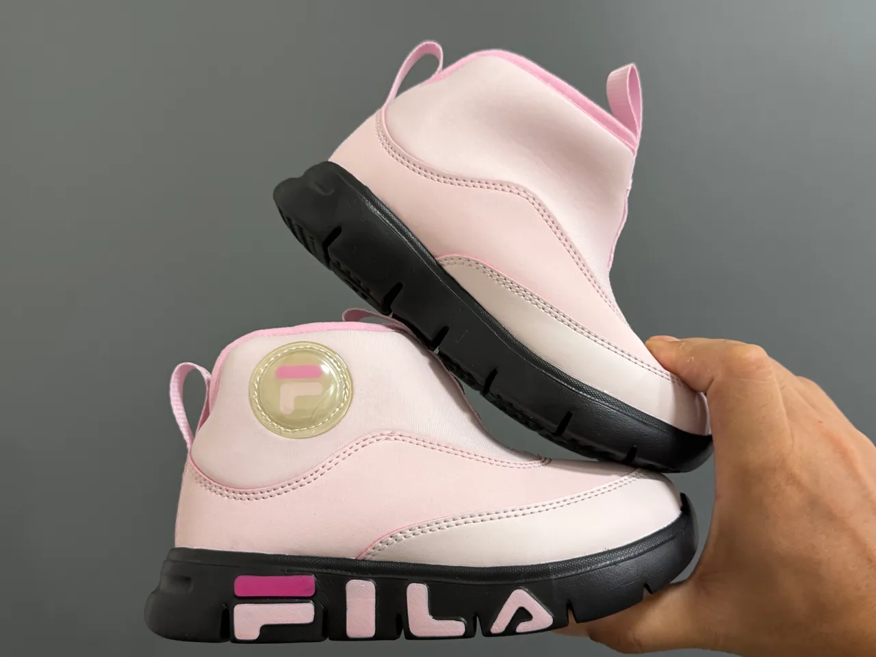 Fila Pink Black Ankle-High Insulated Snow Boots