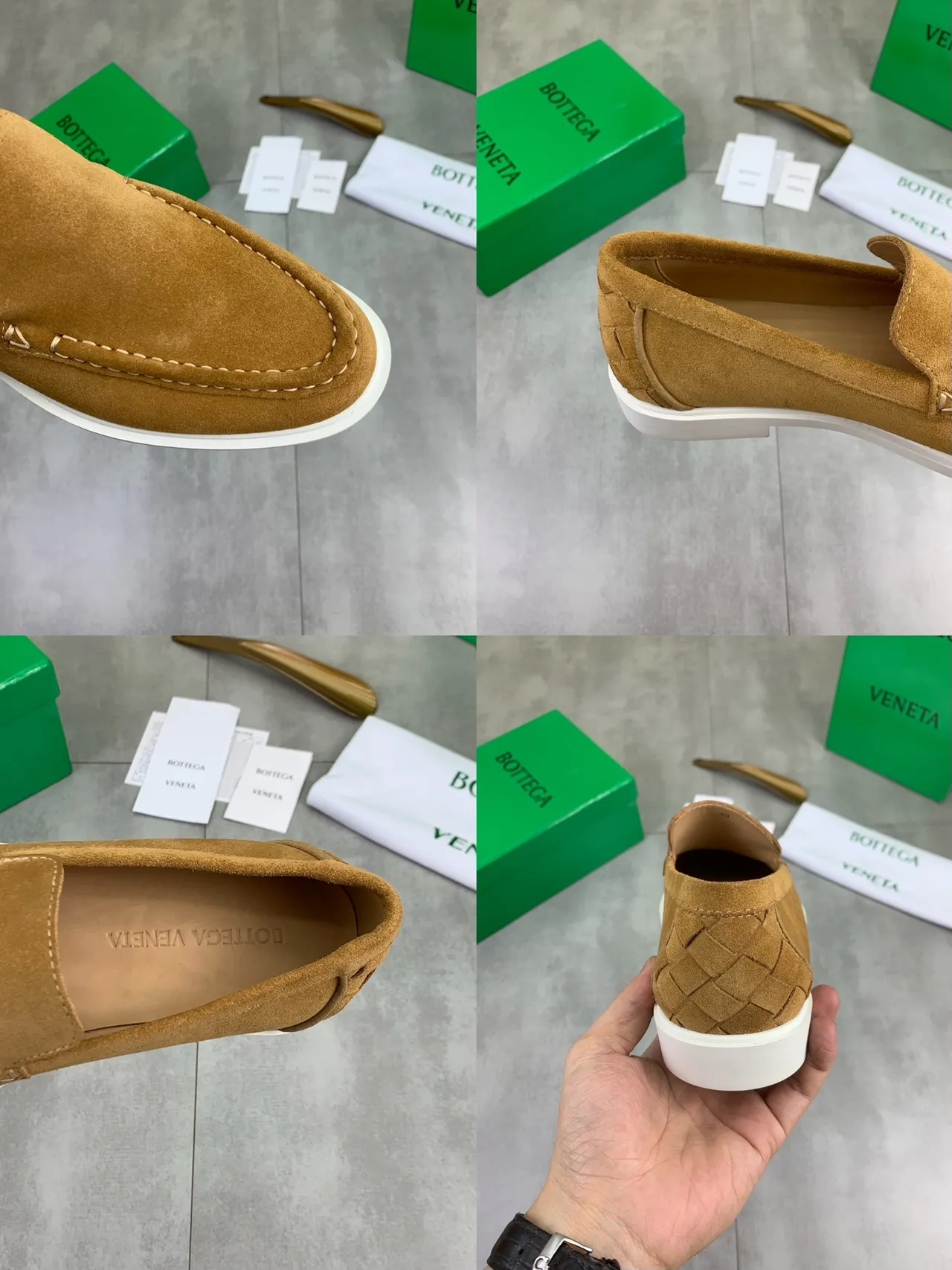Bottega Veneta Andiamo Tan Suede Loafers