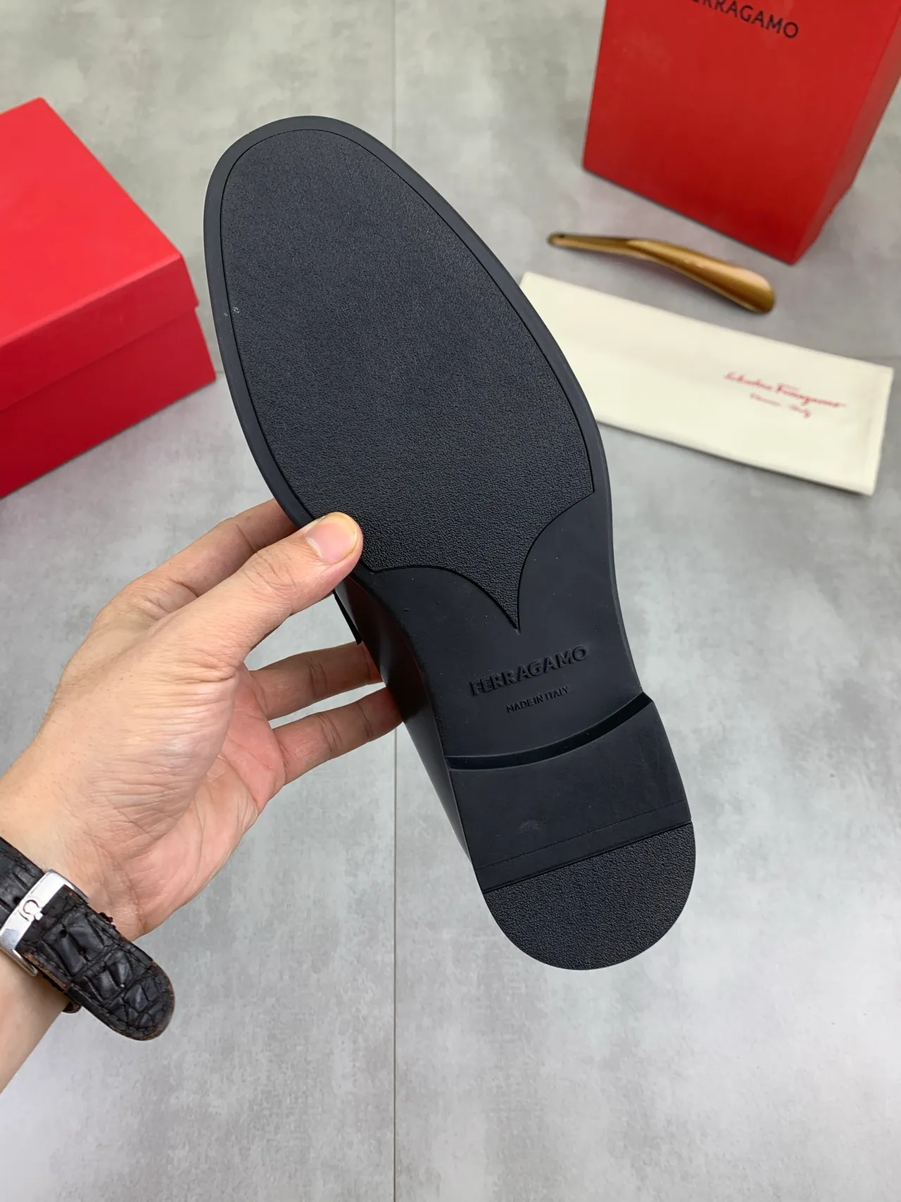 Salvatore Ferragamo Gancini Loafer Black Leather Loafers