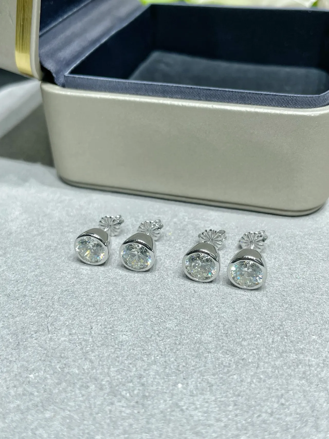 Tiffany & Co. Round Bezel-Set Brilliant-Cut Stud Earrings