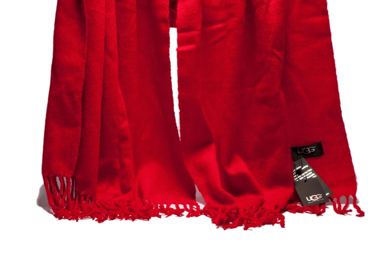 UGG Red Knitted Fringed Scarve