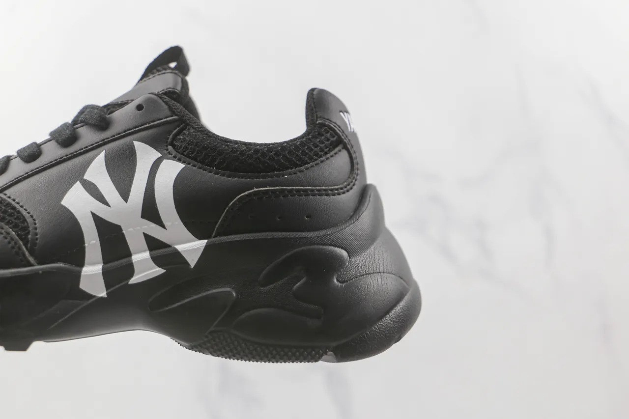 New Era Black Mesh And Synthetic Upper Oversized White NY Logo Chunky Sneakers