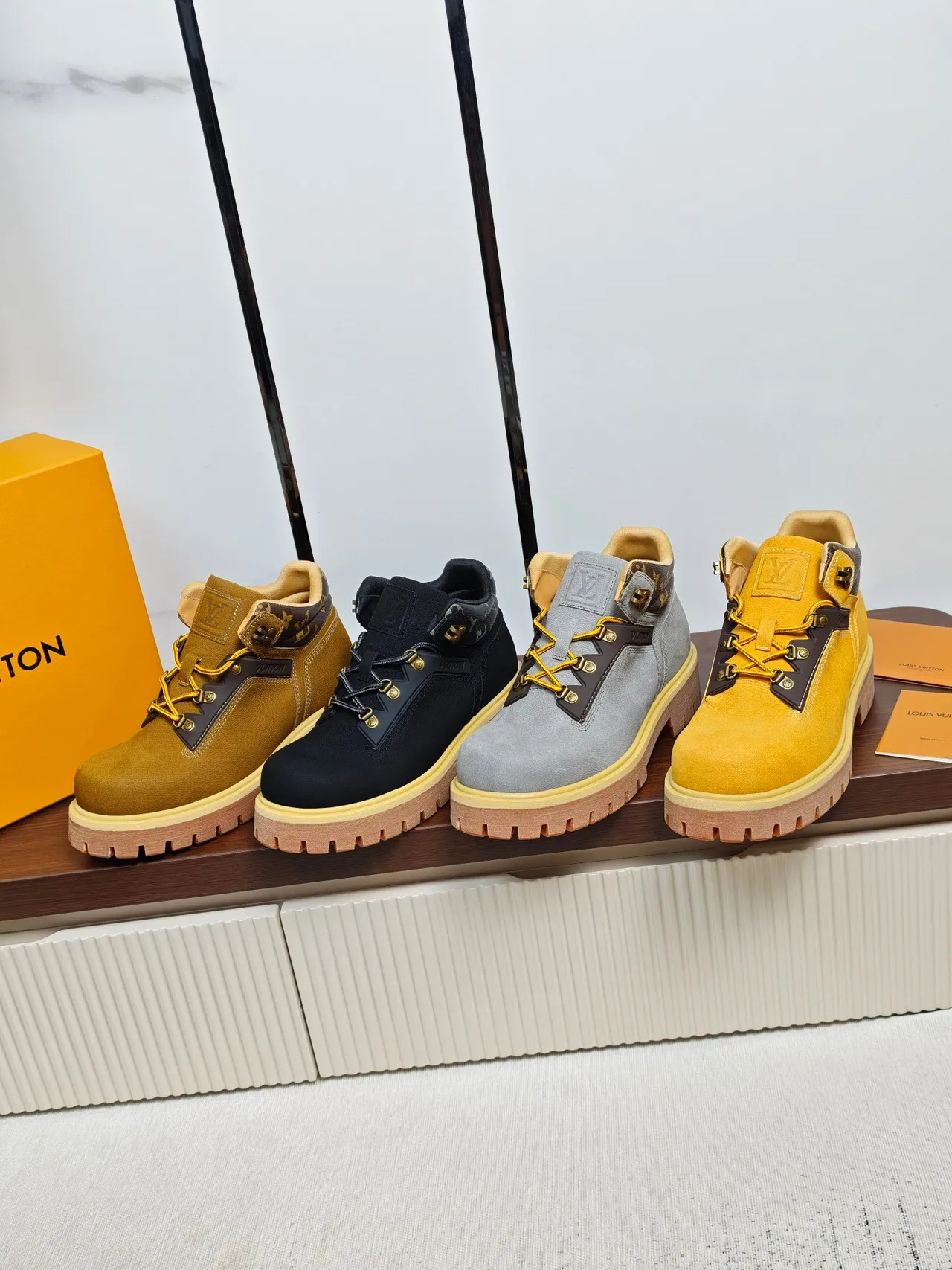 Louis Vuitton Black Monogram Collar Work Boot