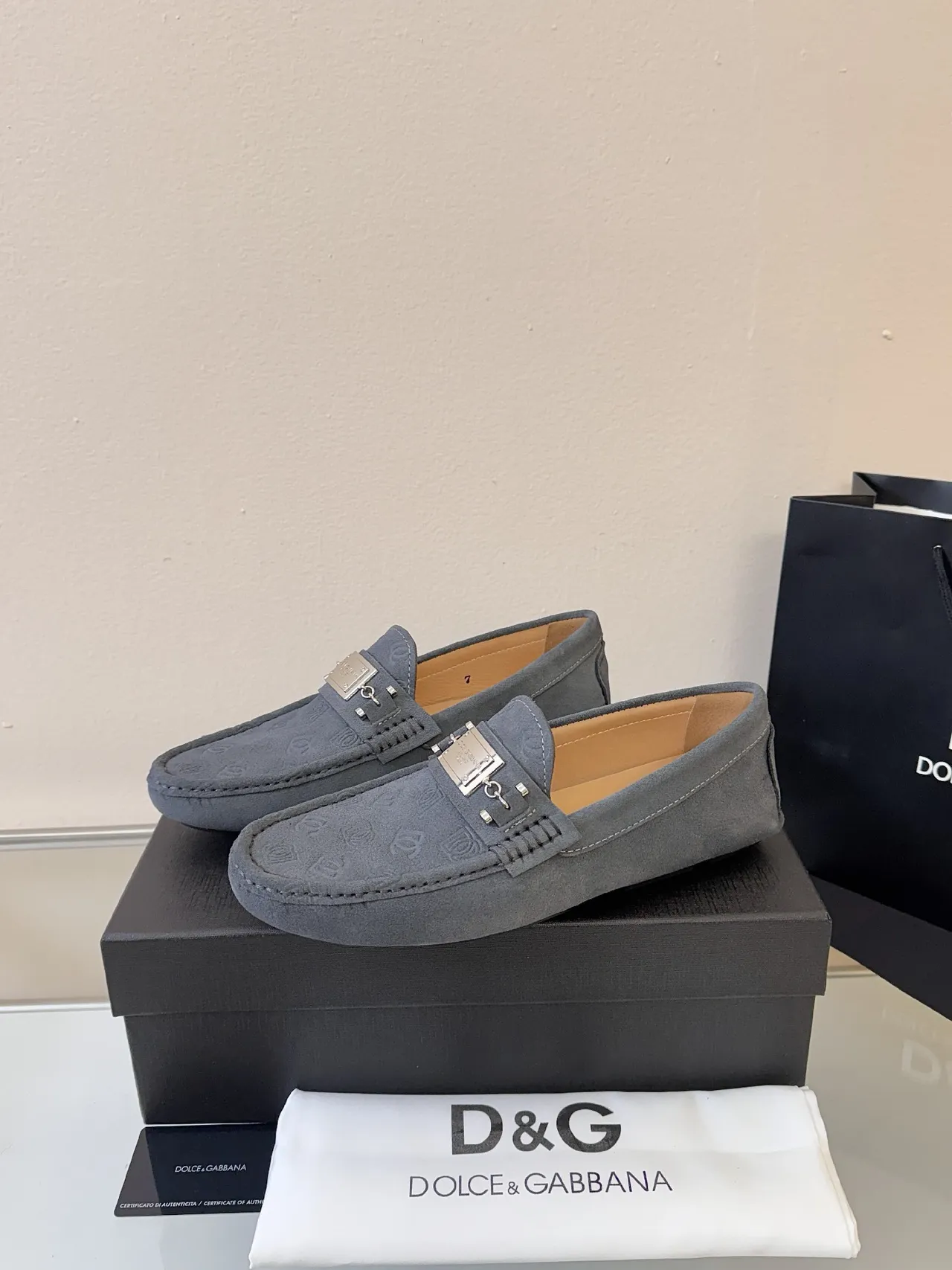 Dolce & Gabbana Portofino Gray Suede Loafers