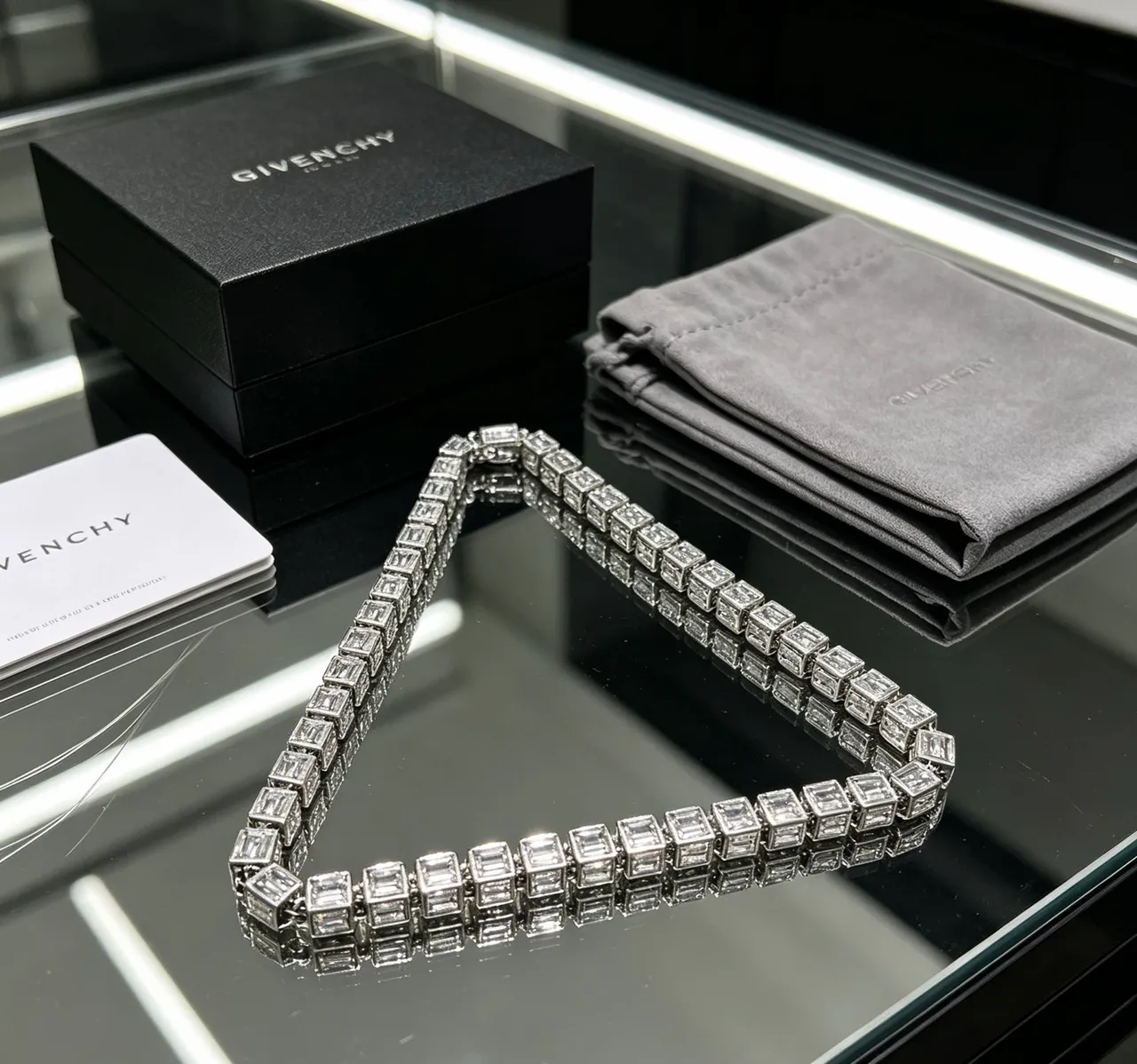 Givenchy Spectre Baguette-Cut Stone Rigid Link Necklace
