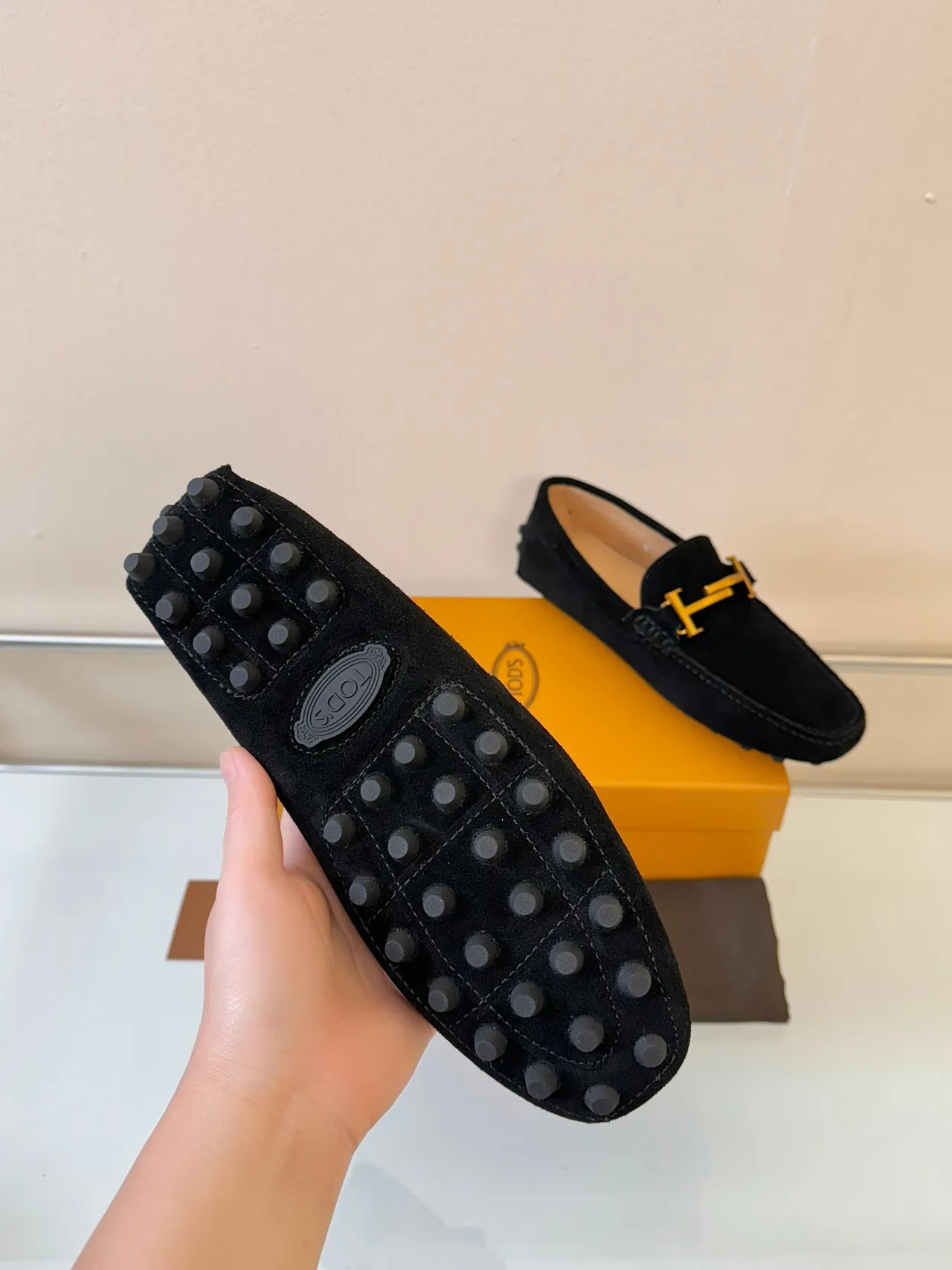 Tod's Gommino Loafer Black Suede Gold Bit Loafers