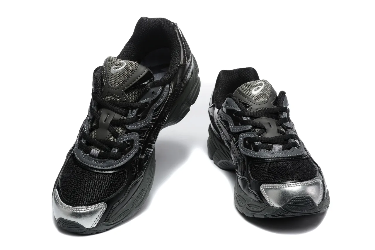 ASICS Black Silver Mesh And Synthetic Upper Sculpted Multi-Density Midsole Running Shoes