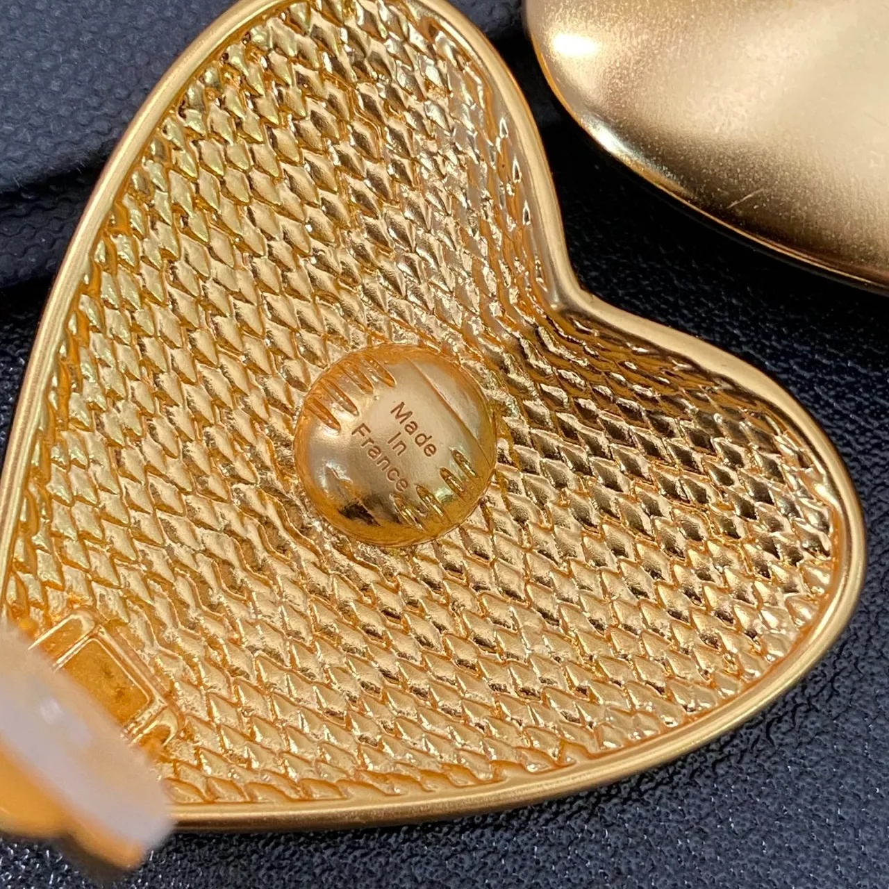 Saint Laurent Gold Sculpted Heart Metallic Earrings