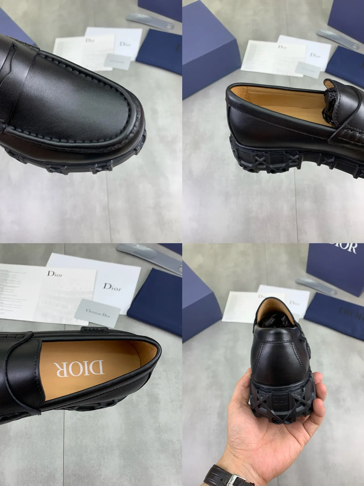 Dior Black Brown Penny Chunky Tread Sole Loafer