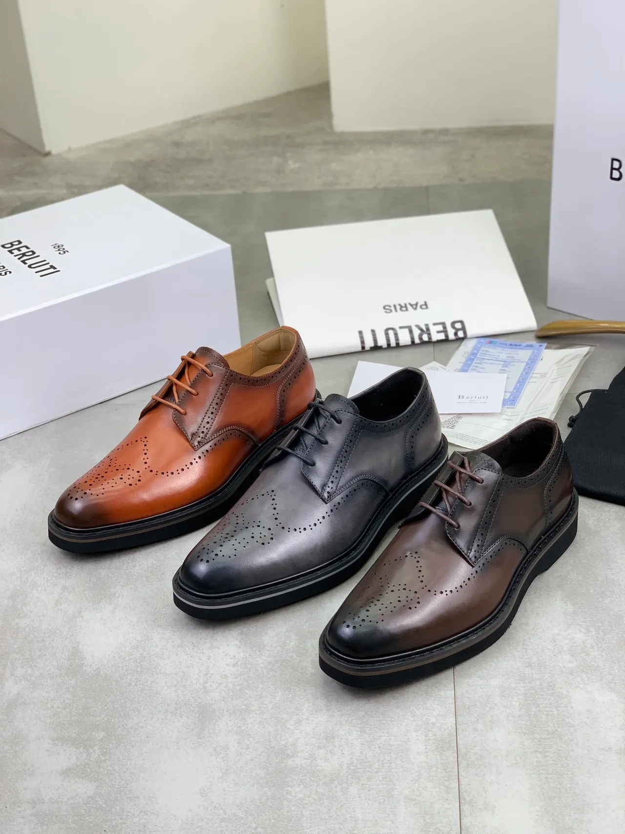 Berluti Full-Brogue Wingtip Cognac Leather Brogues