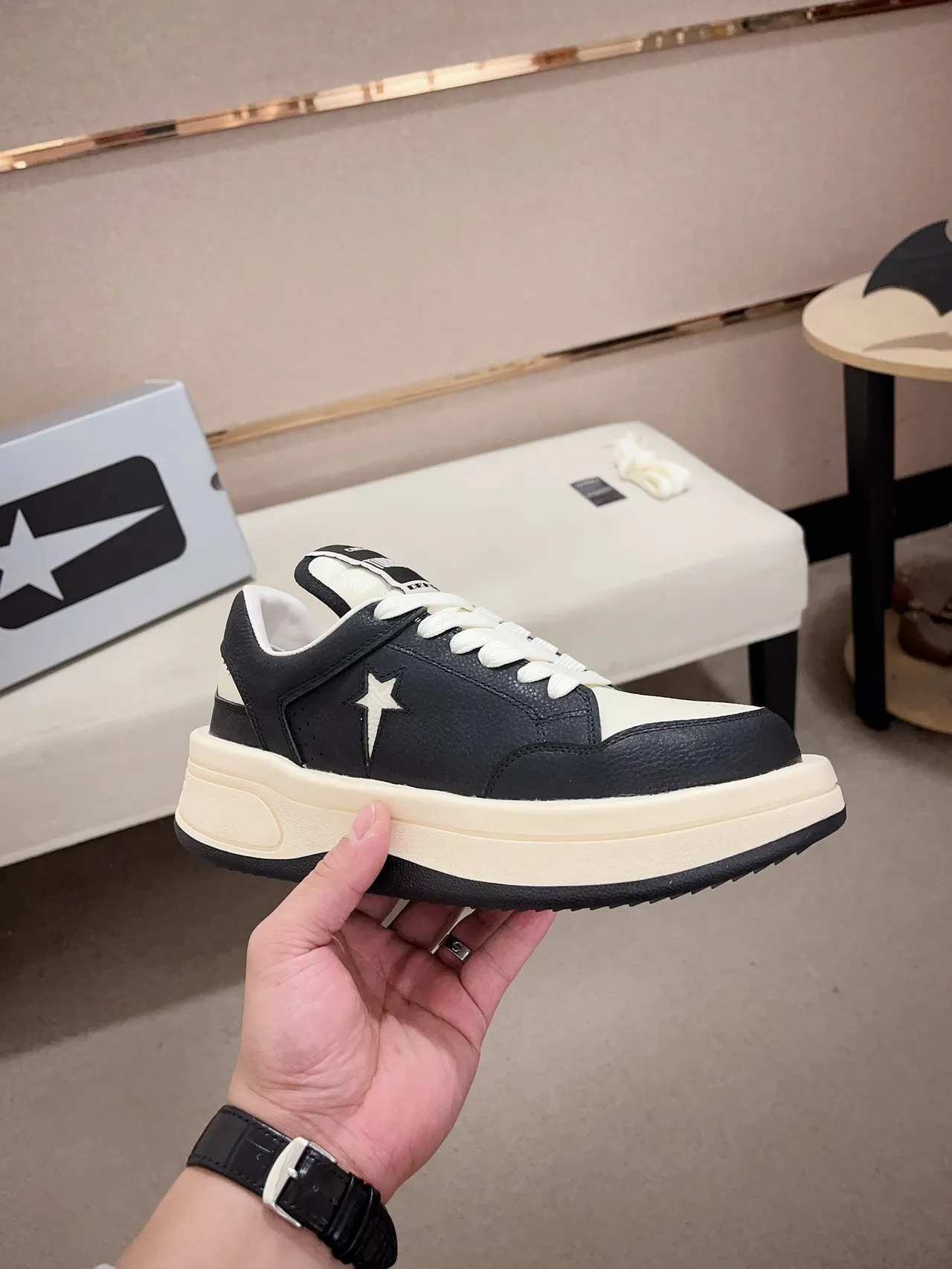 Converse Black White Platform Sole Two-Tone Lifestyle Sneakers