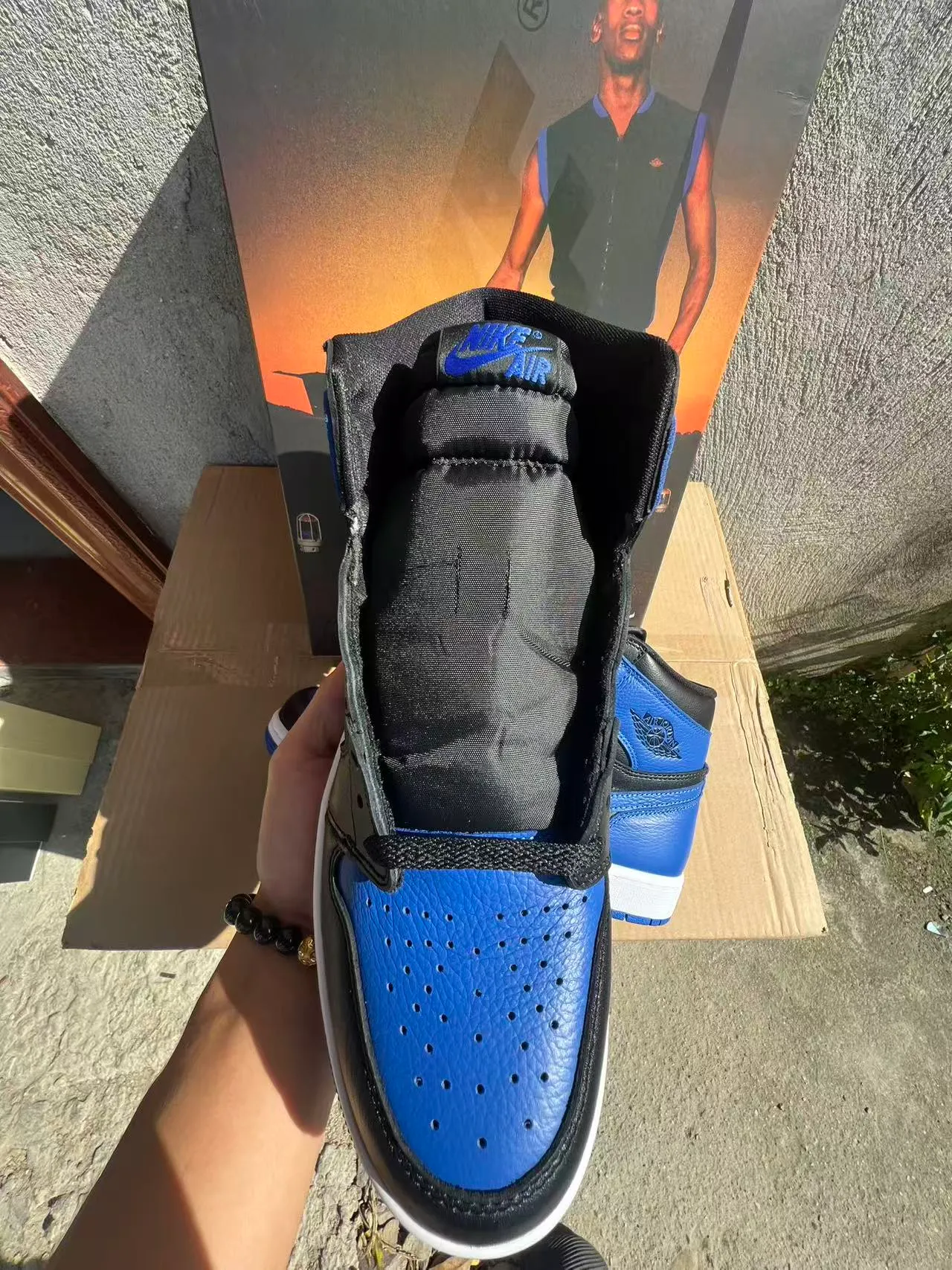 Air Jordan 1 Black Royal Blue Leather Basketball Shoes