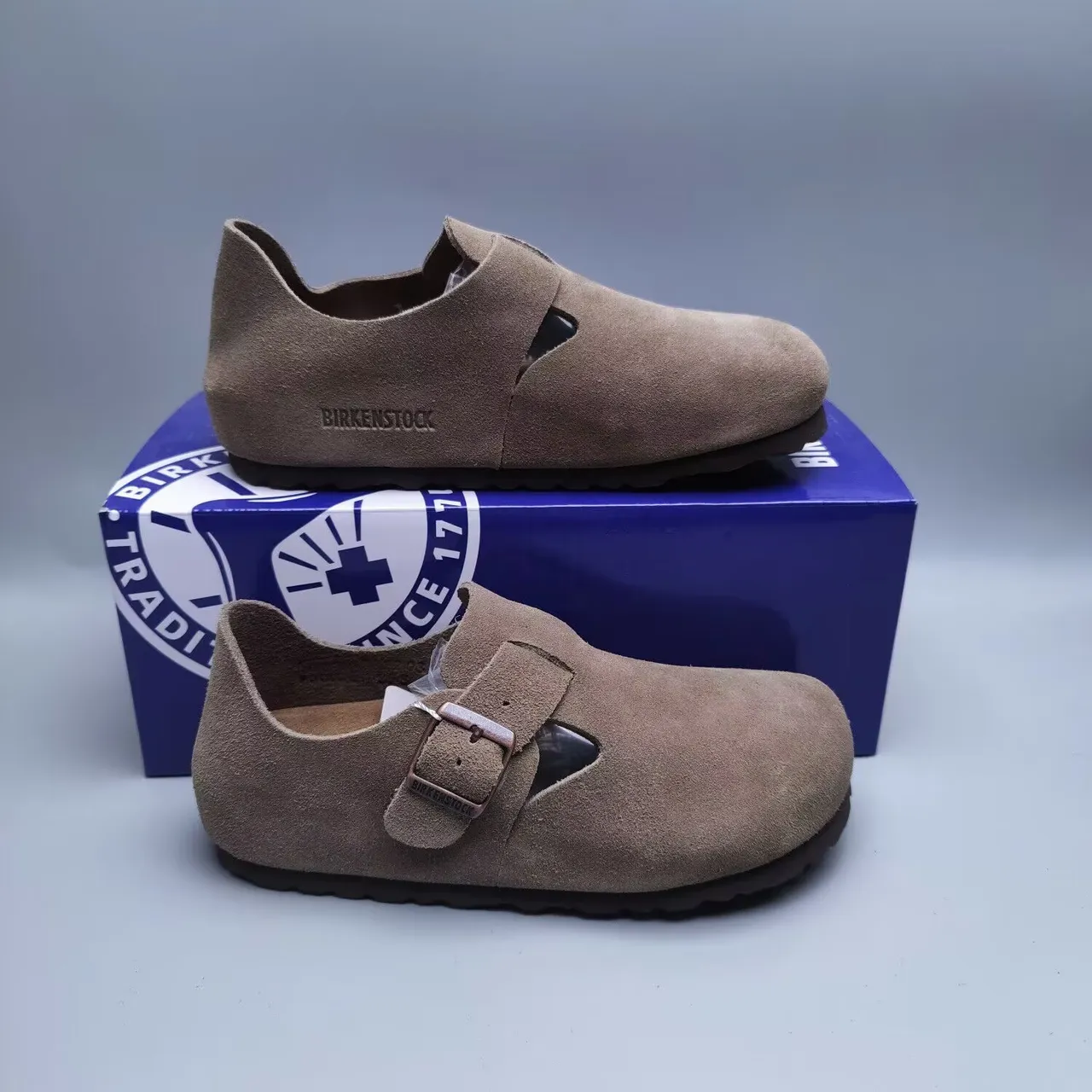 Birkenstock Boston Brown Suede Upper Single Buckle Strap Casual Shoes