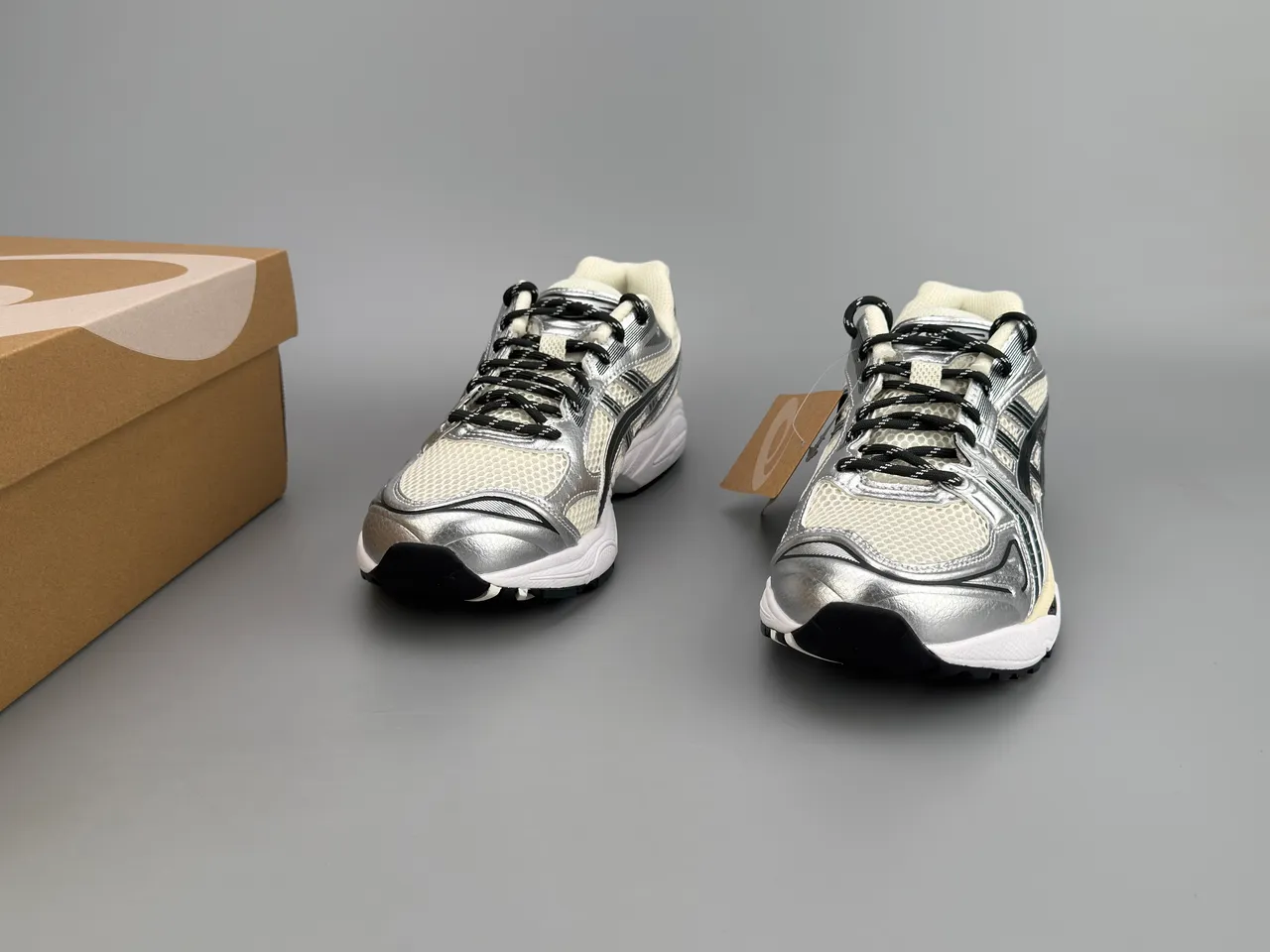 ASICS Gel-Kayano 14 Silver Black Cream Running Shoes