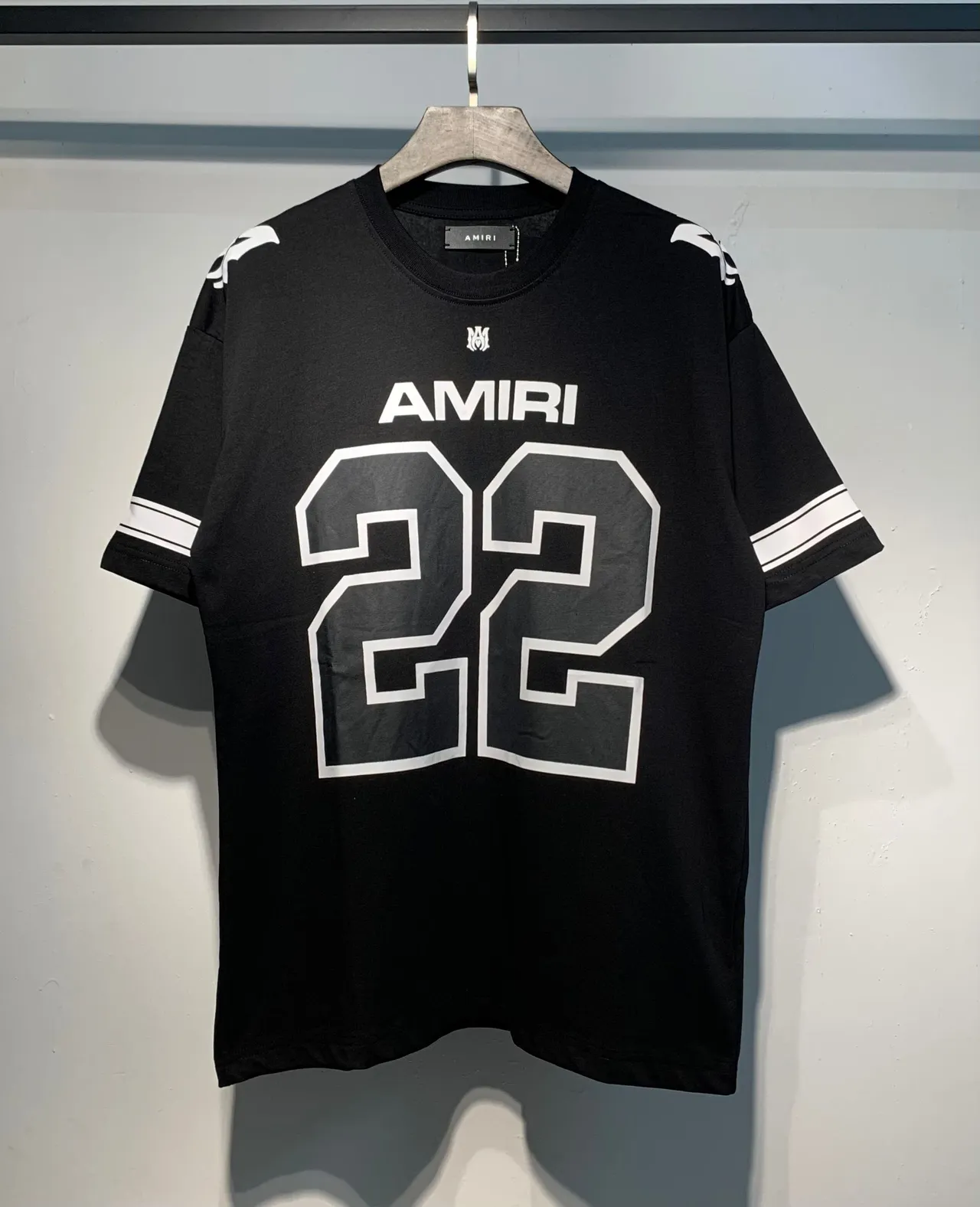 Amiri Red White Oversized Fit Athletic Stripe Sleeves Jersey