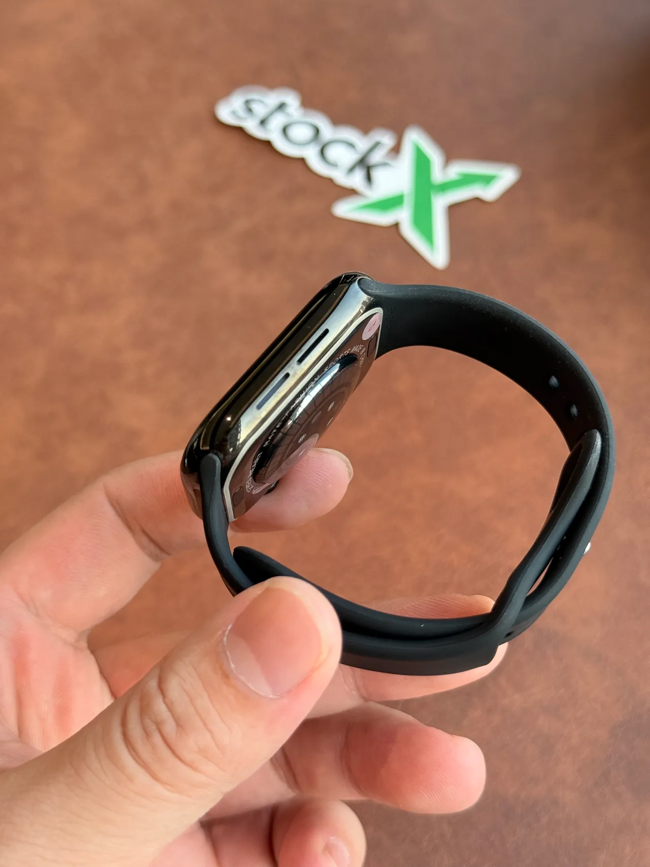 Apple Black Flat-Edged Rectangular Case Silicone Sport Band Sports Watch