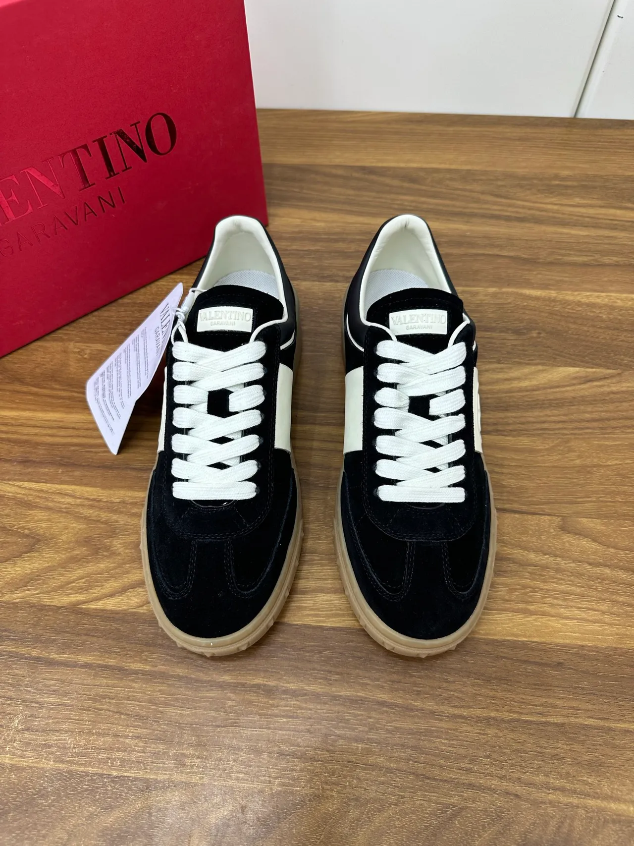Valentino VLOGO Black and White Suede Lifestyle Sneakers