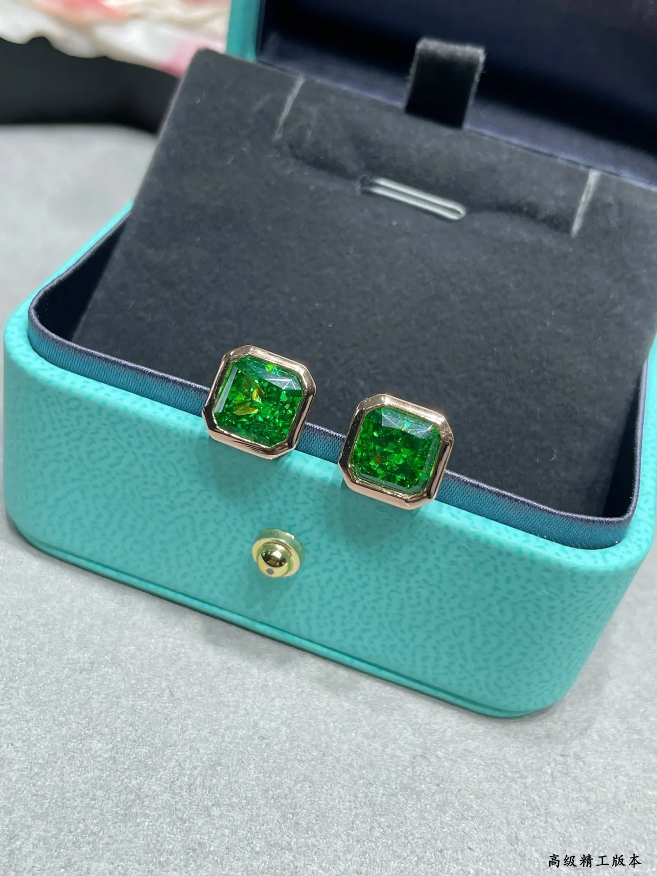 Tiffany & Co. Octagonal Green Gemstone Stud Earrings