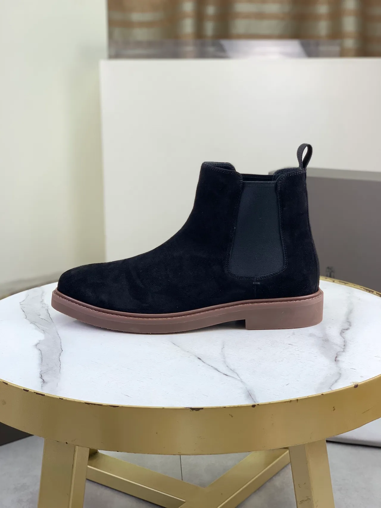 Brunello Cucinelli Black Suede Chelsea Boots