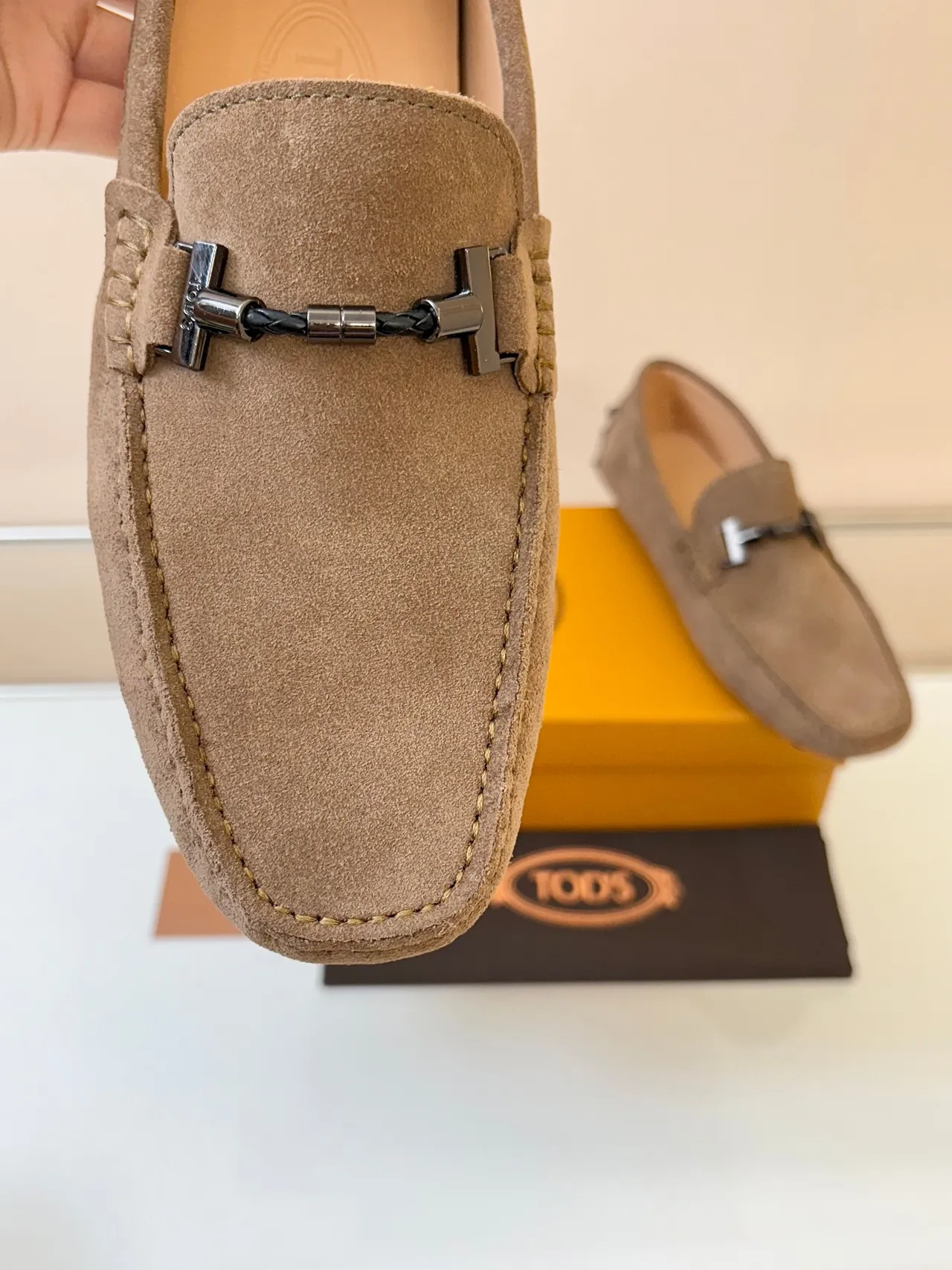 Tod's Gommino Loafer Tan Suede Horsebit Stud Sole Loafers