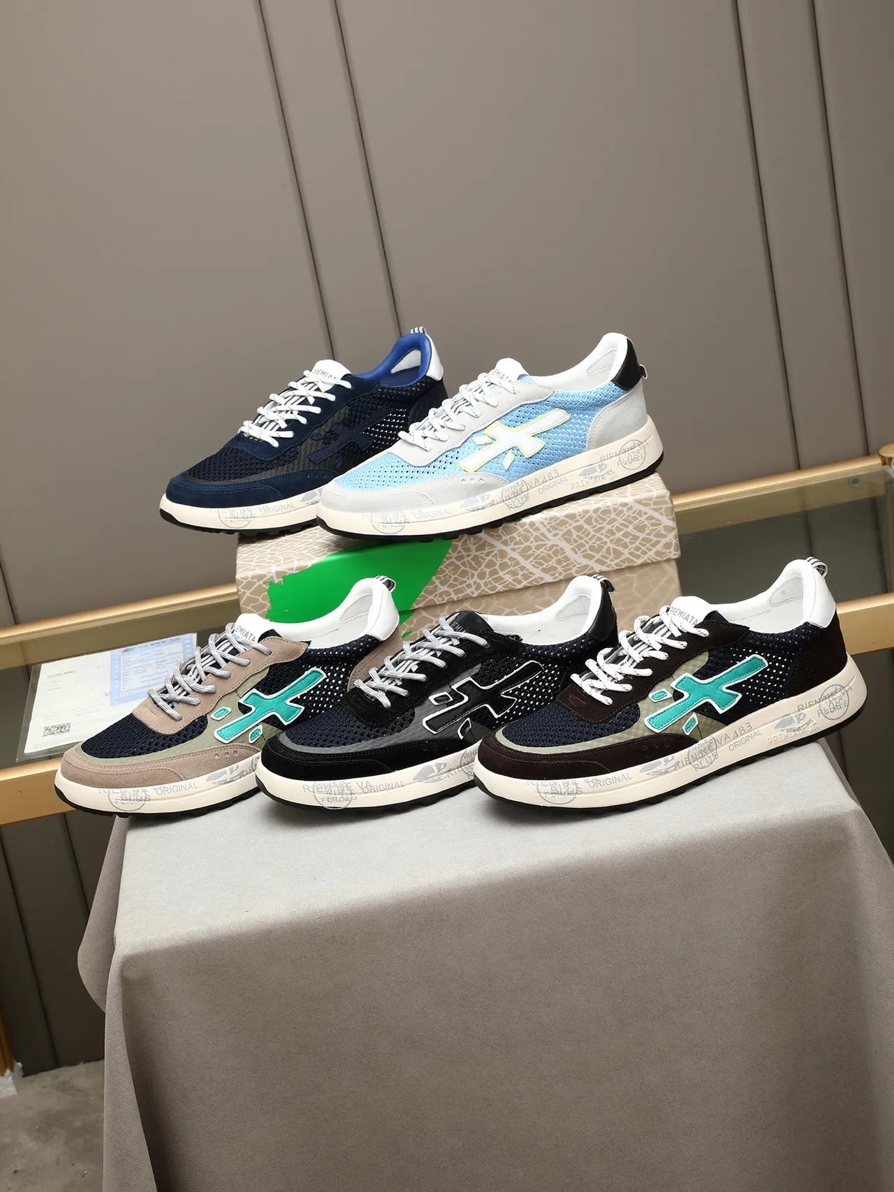Premiata Black White Mixed-Material Upper Perforated Mesh Sneakers