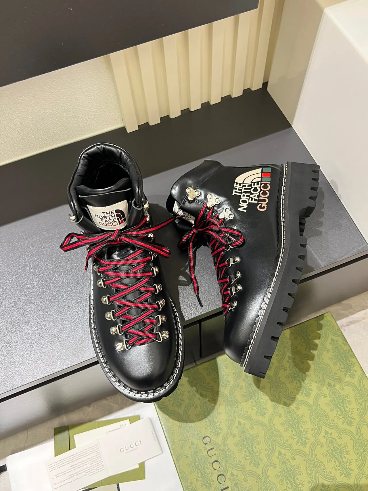 Gucci x The North Face Black Leather Hiking Boots