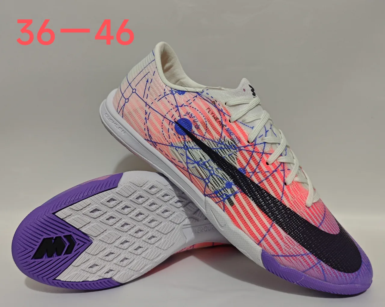 Nike Mercurial Pink Purple Flyweave Upper Gradient Indoor Soccer Shoes