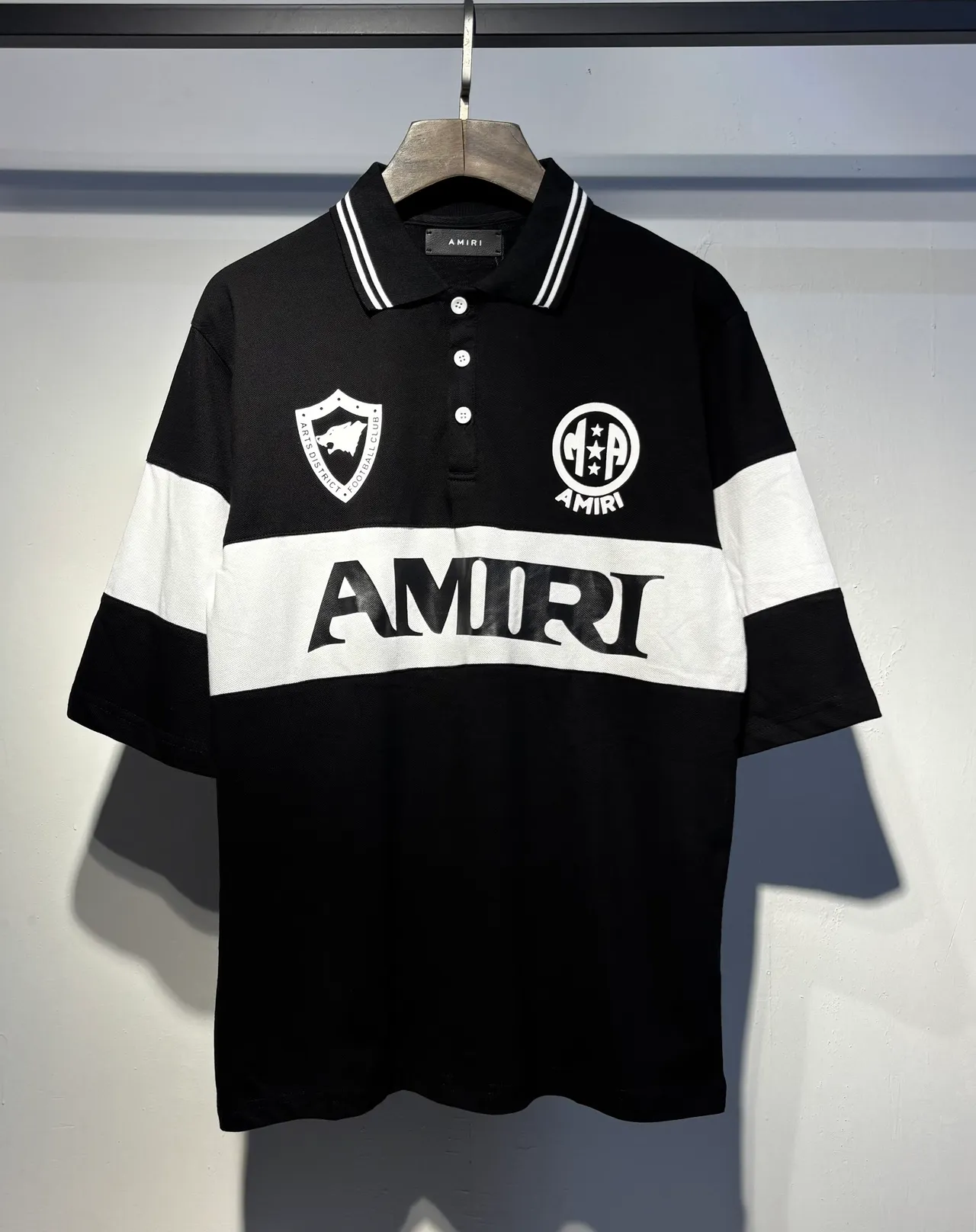Amiri Color-Blocked Football-Inspired Logo Polo Shirt