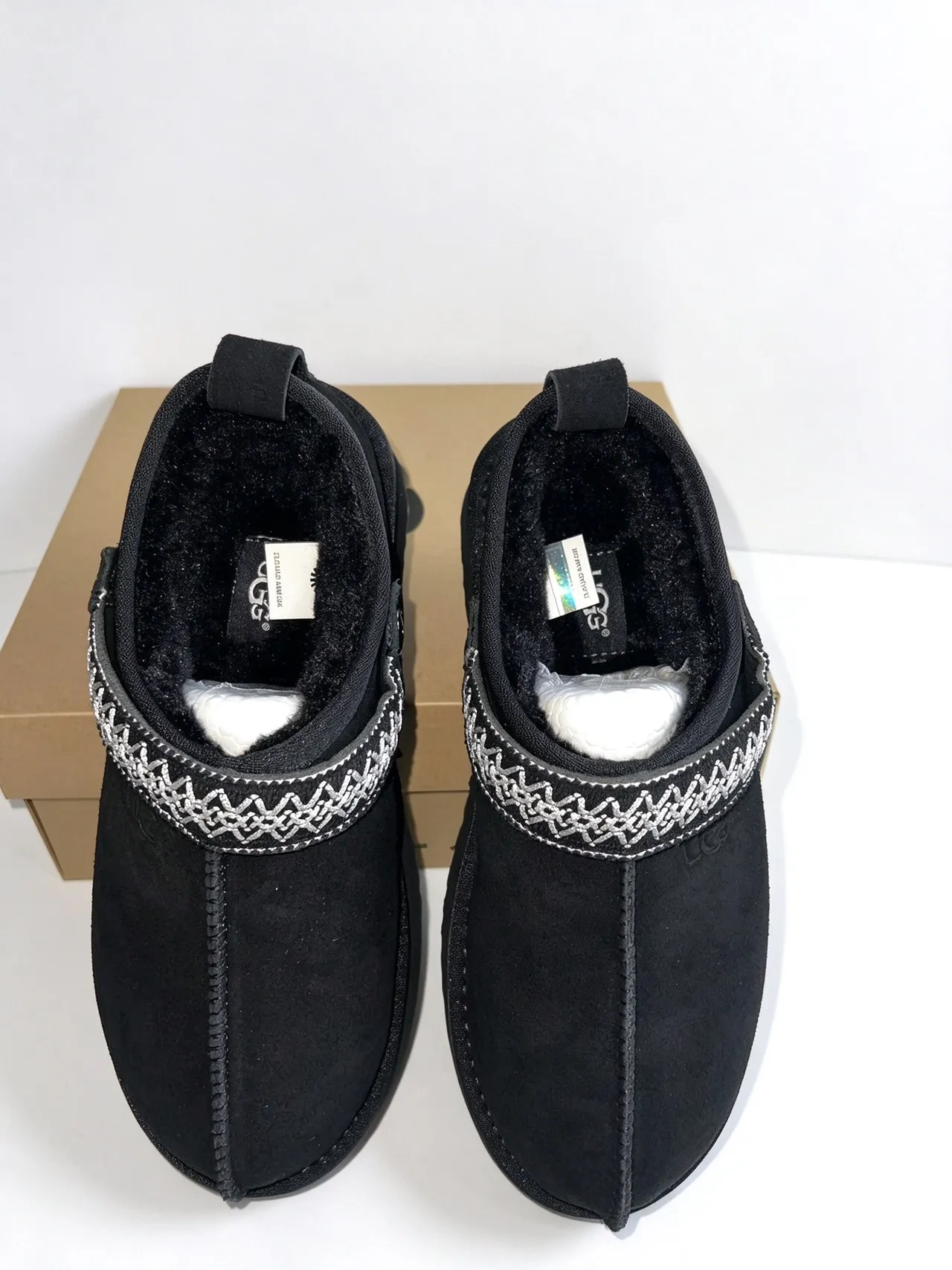 UGG Tasman Black White Platform Sole Shearling-Lined Casual Shoes