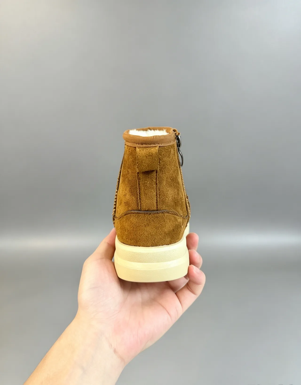 UGG Brown Beige Suede Upper Pull Tab Snow Boots