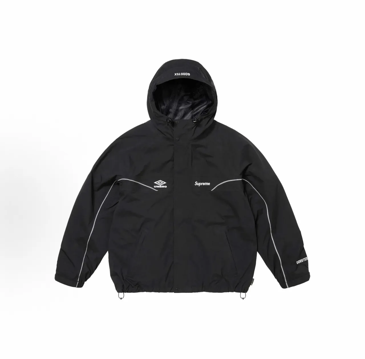 Supreme GORE-TEX Hooded Black White Snap-Front Jacket