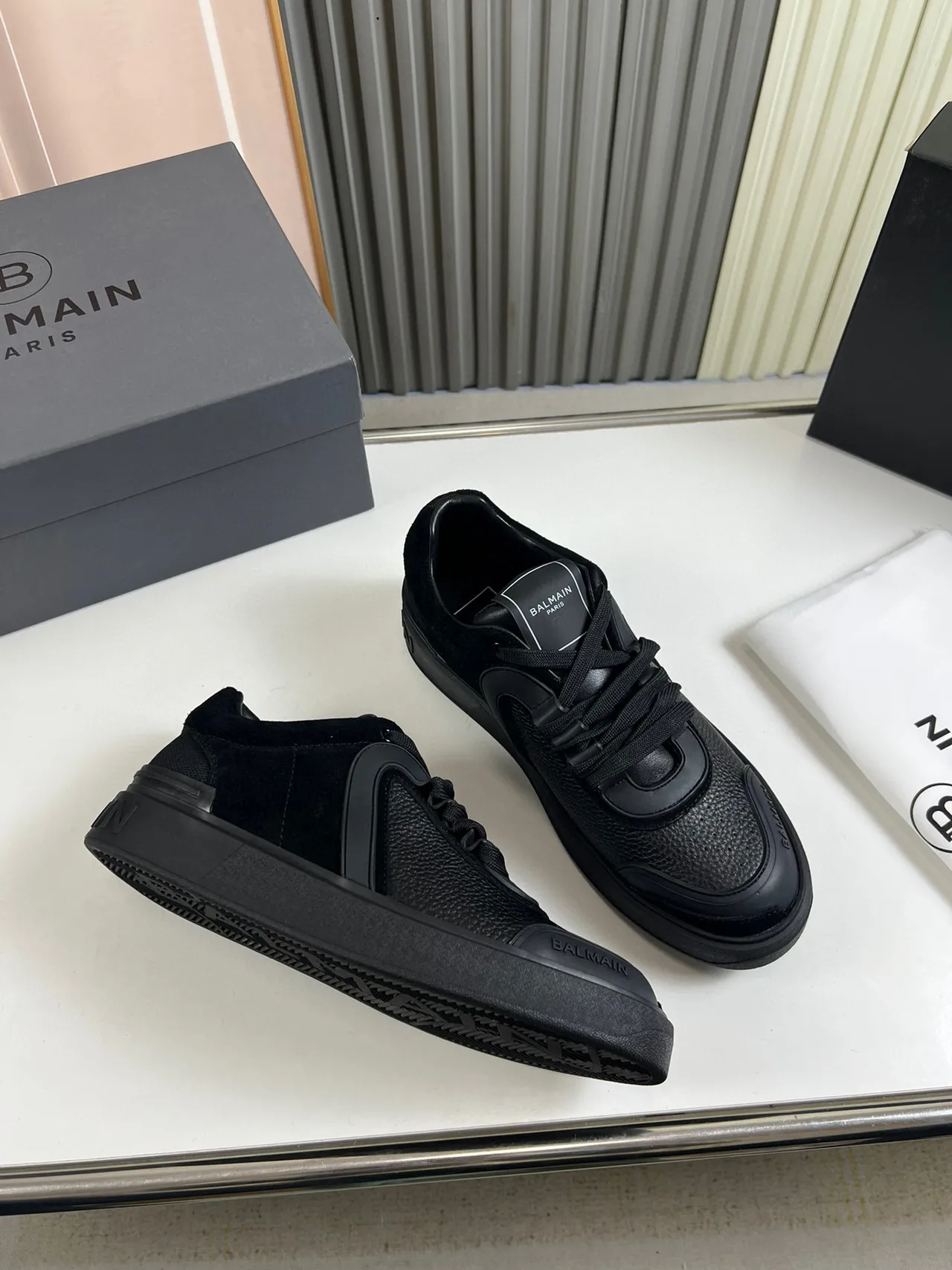 Balmain B-Court Monochrome Black Lifestyle Sneakers