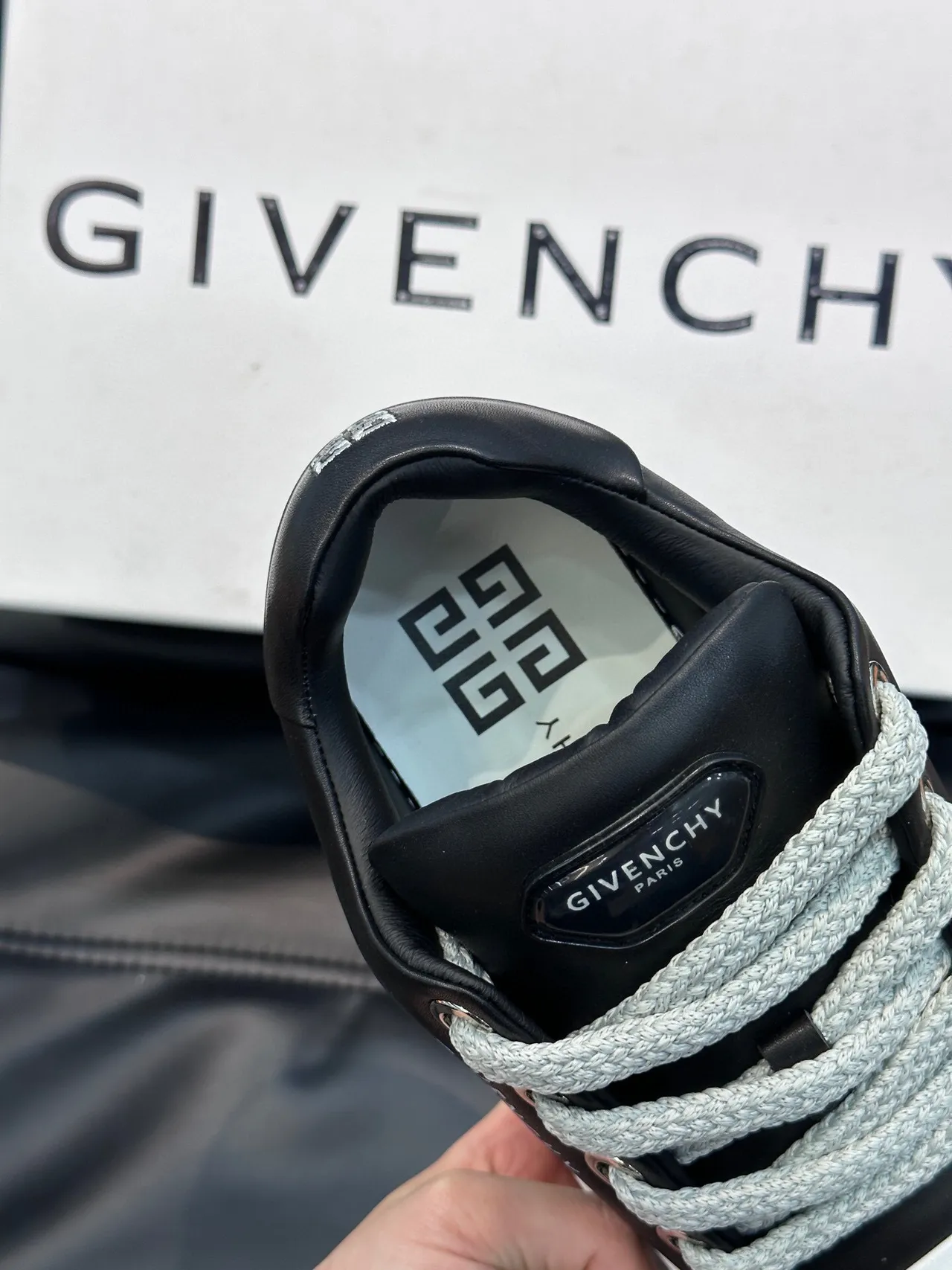 Givenchy Black White Platform Sole Leather Upper Lifestyle Sneakers
