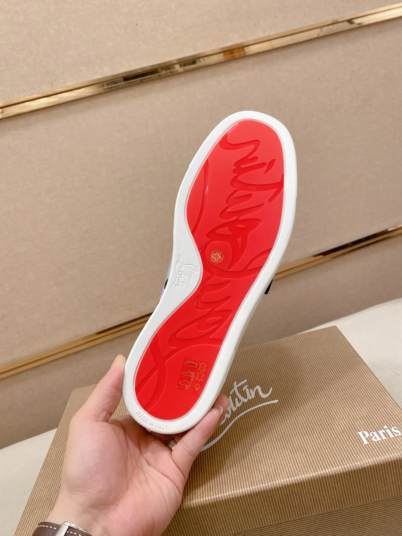 Christian Louboutin Spiked Toe Holographic Strap Lifestyle Sneaker