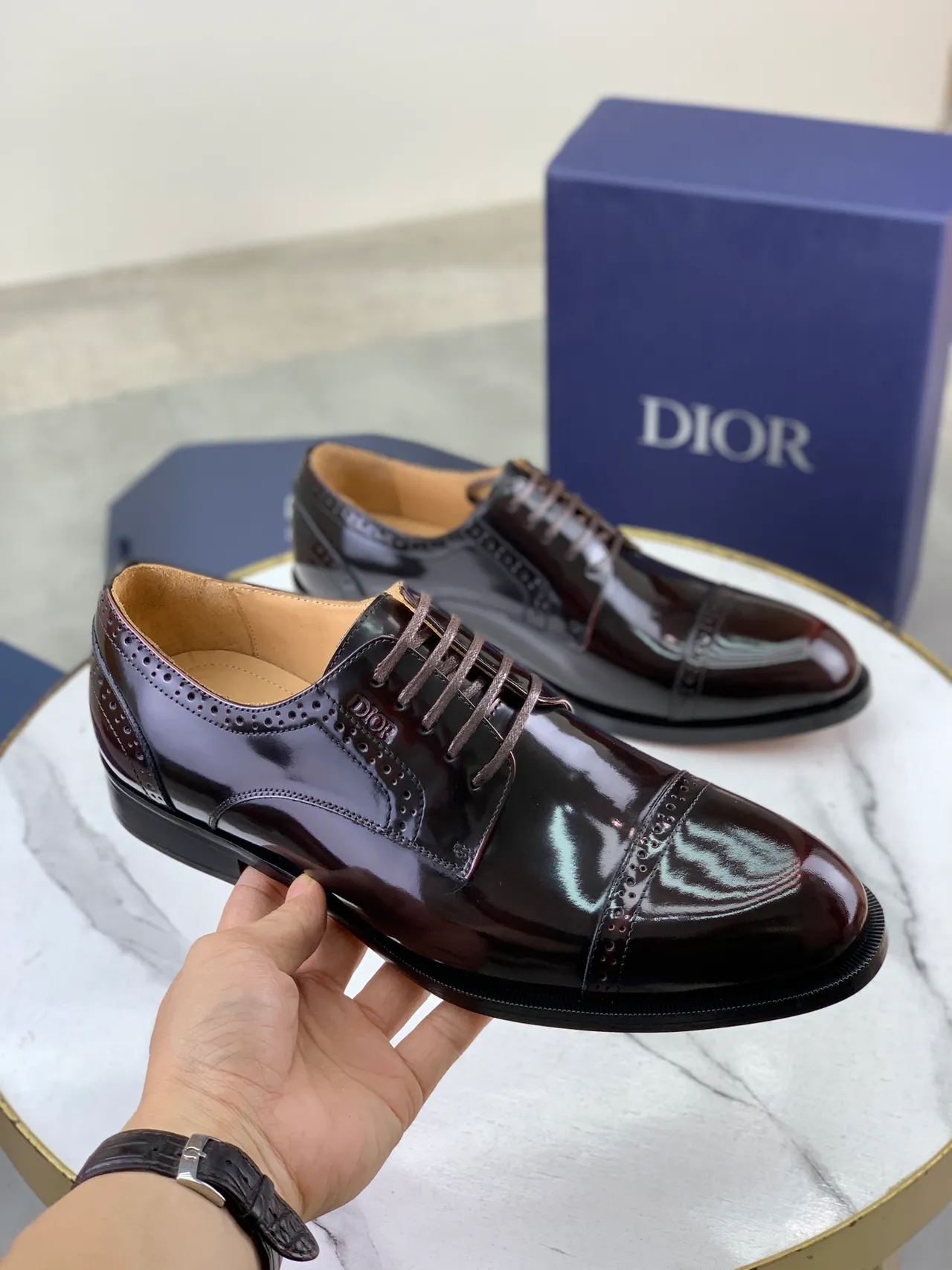 Dior Burgundy Black Cap-Toe Brogue