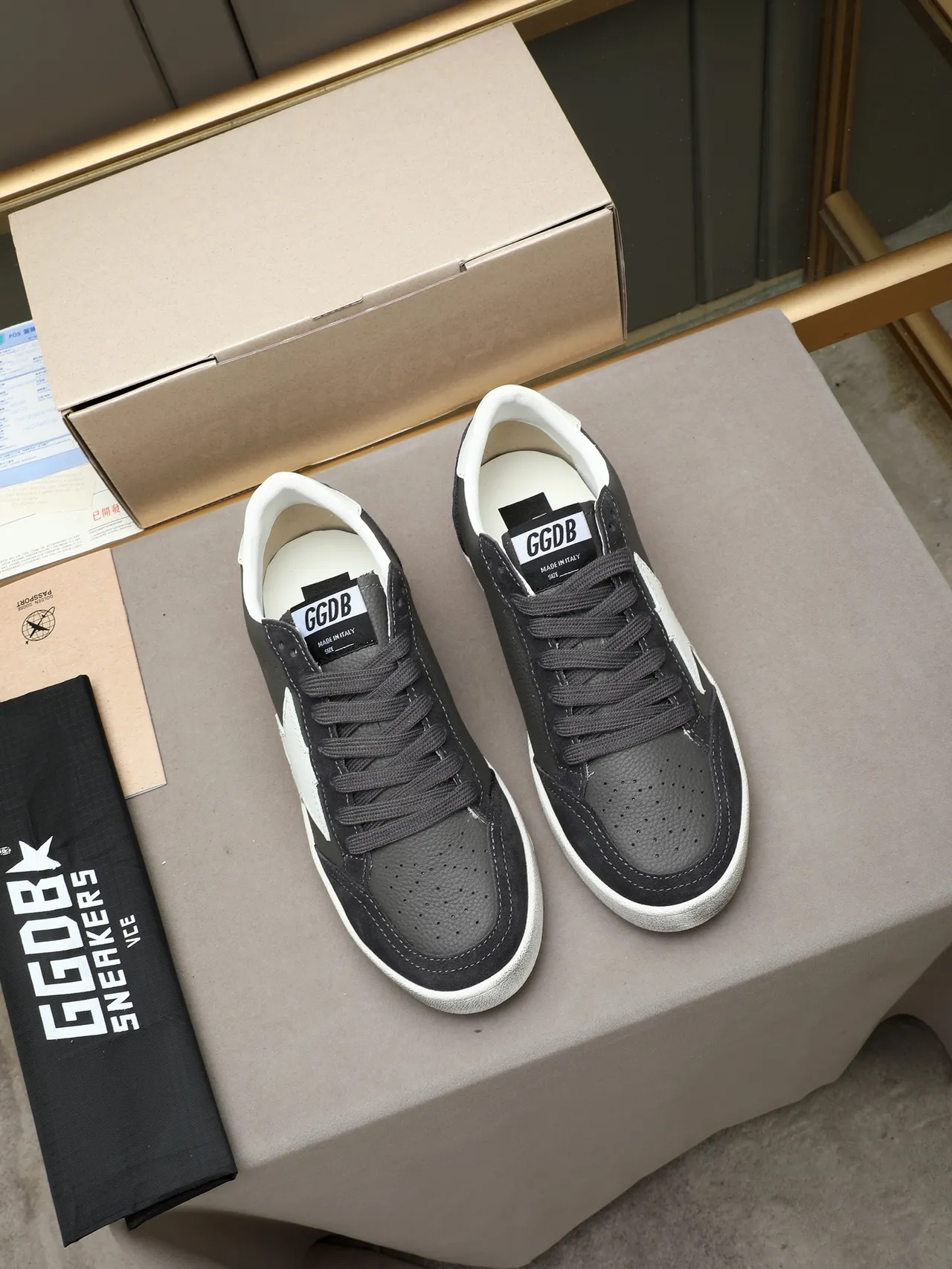 Golden Goose Ball Star Gray and White Star Lifestyle Sneakers