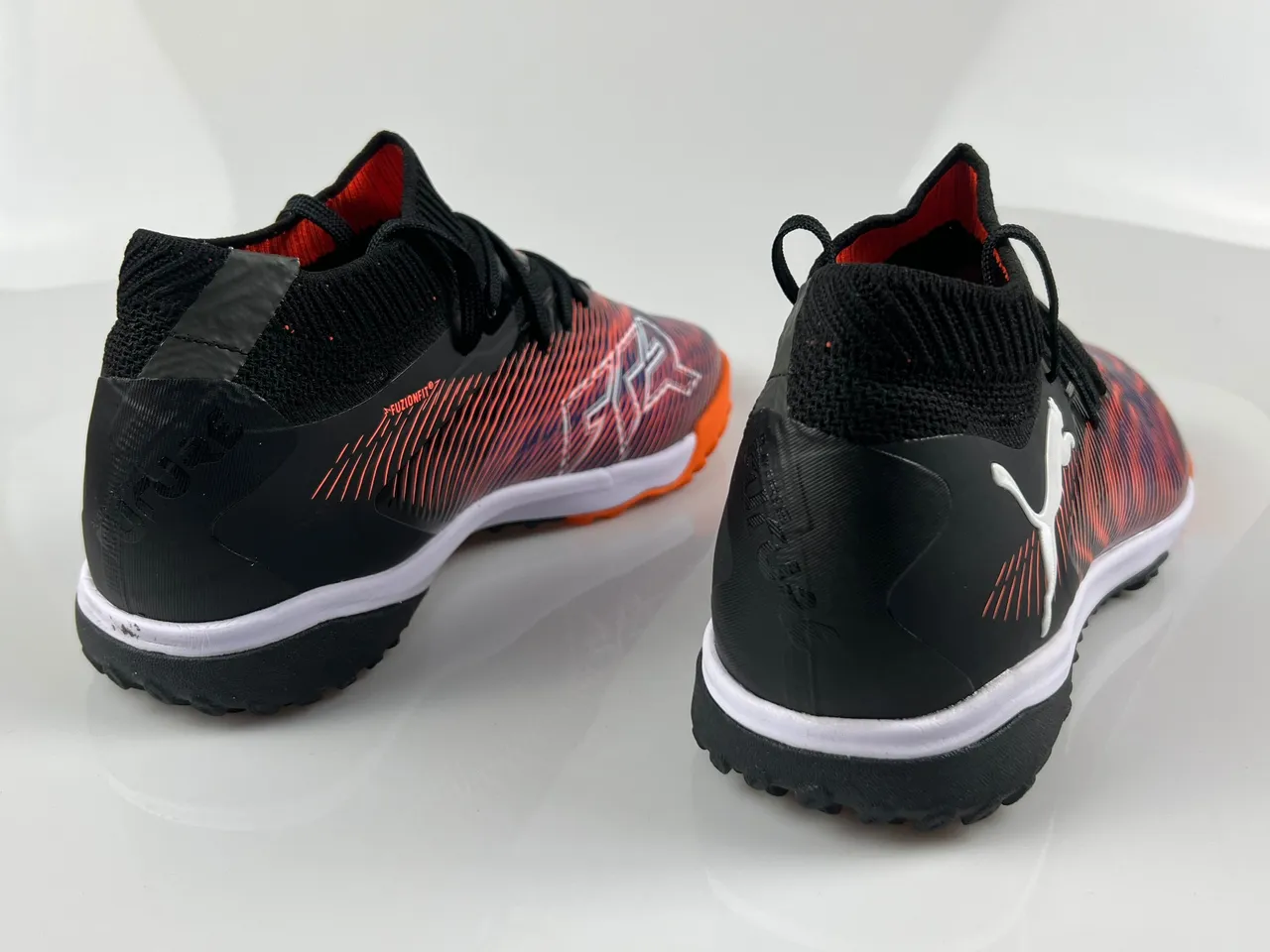 Puma Black Multicolor Knit Sock-Fit Collar Iridescent Striped Upper Turf Soccer Shoes
