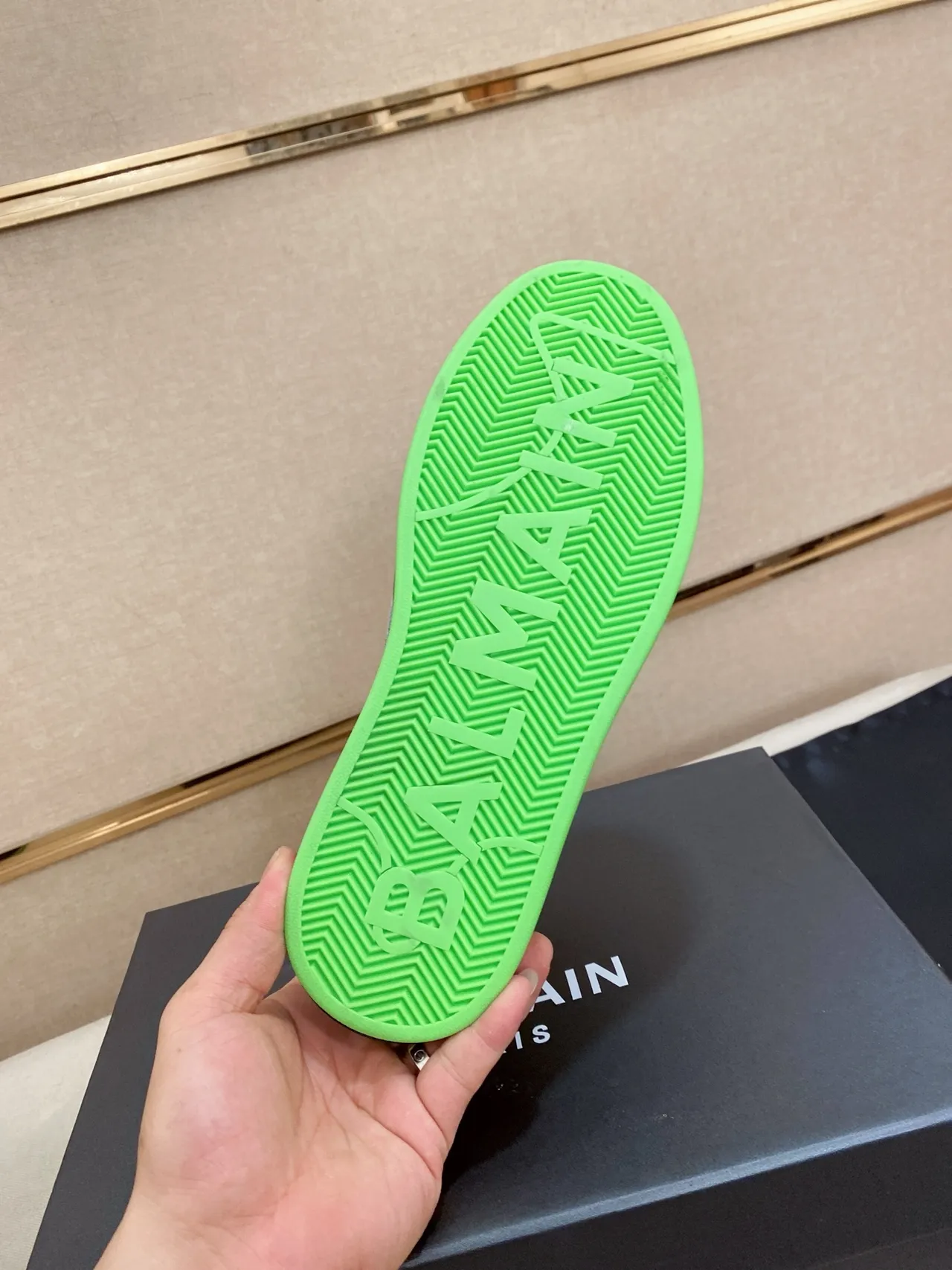 Balmain B-Court Gray Black Neon Green Lifestyle Sneakers