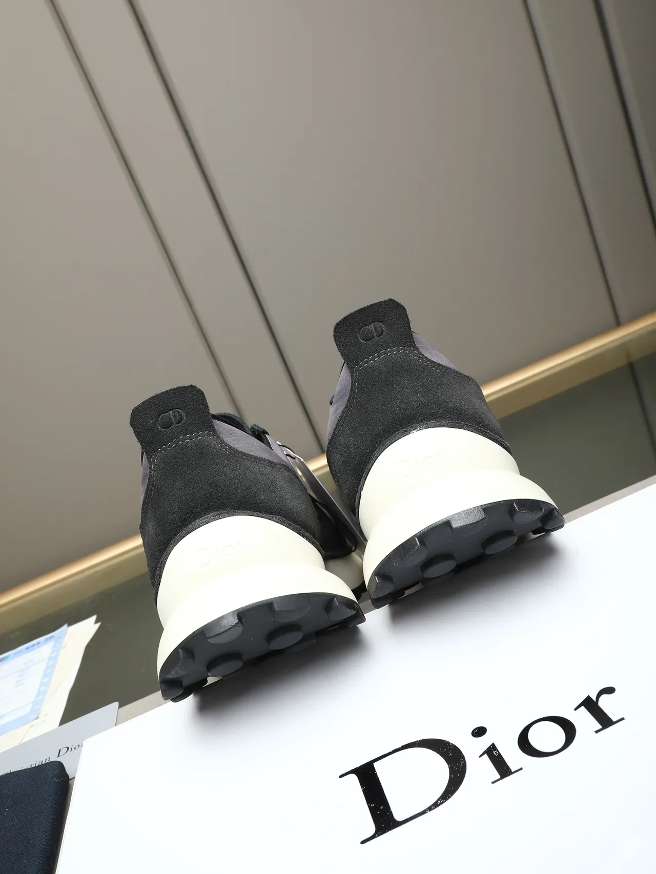 Dior Black Gray Suede And Mesh Upper Embroidered Oblique Logo Lifestyle Sneakers
