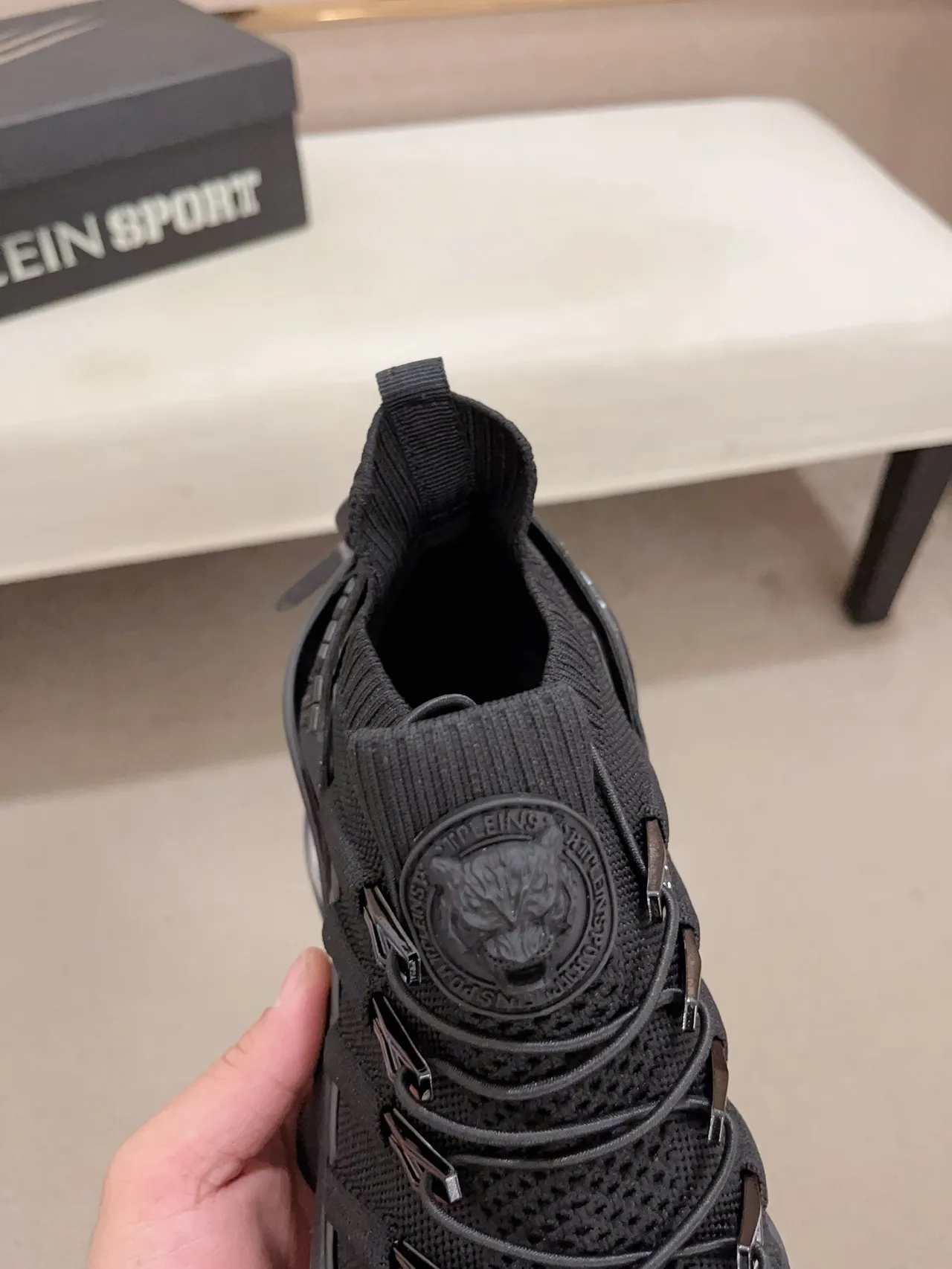 Philipp Plein Sport Black Knit Sock-Fit Chunky Sneaker