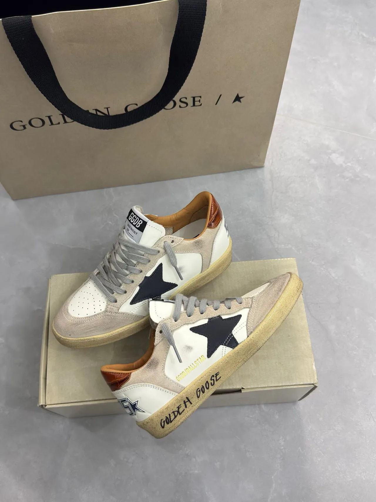 Golden Goose Ball Star Off-White Navy Star Lifestyle Sneakers