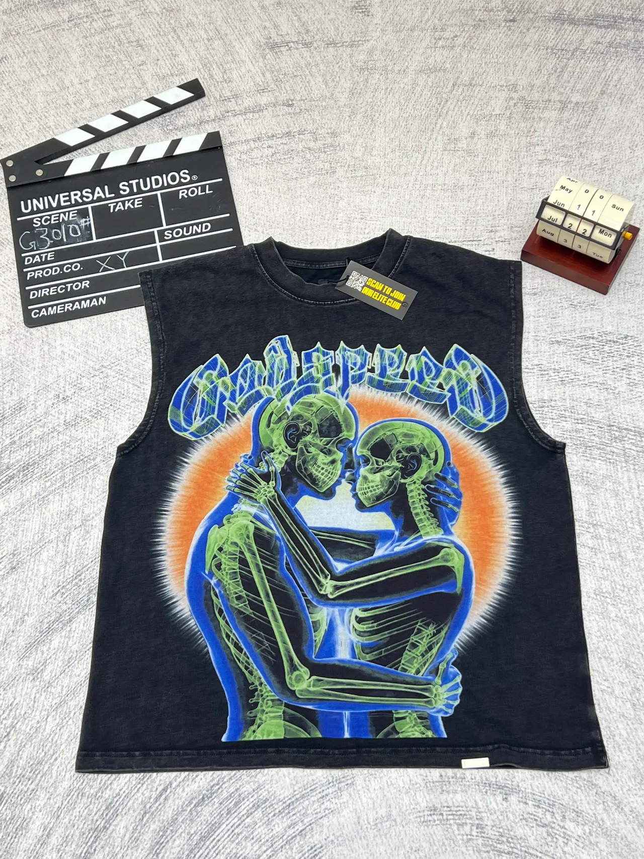Godspeed Skeleton Graphic Print Sleeveless Vest Top
