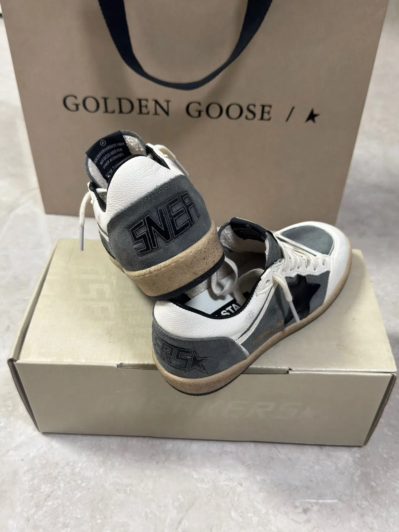 Golden Goose GGDB AllStar Distressed White Gray Black Lifestyle Sneakers