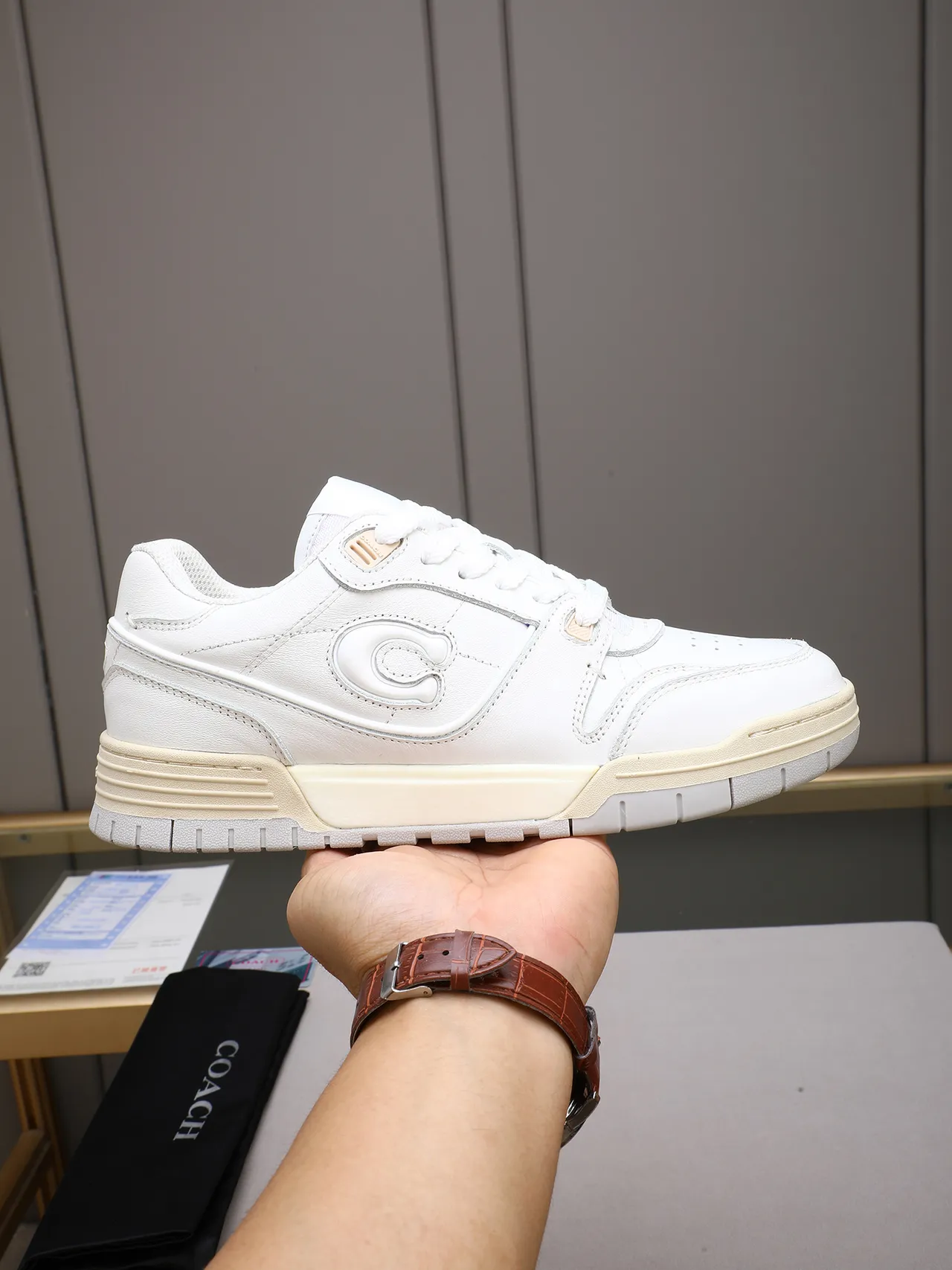 Coach White Embossed C Logo Lifestyle Sneaker
