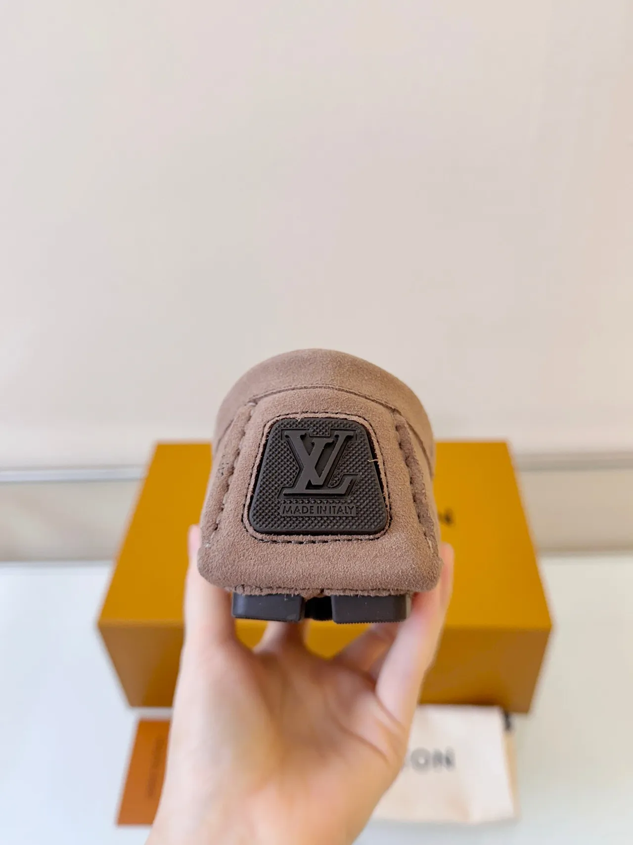 Louis Vuitton Loafer Beige Black Suede Upper Moccasin Stitching Loafer
