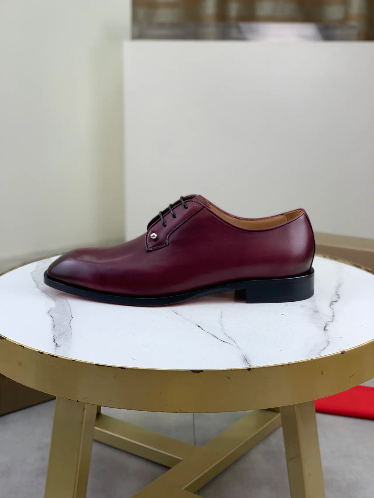 Christian Louboutin Burgundy Leather Oxford Shoes