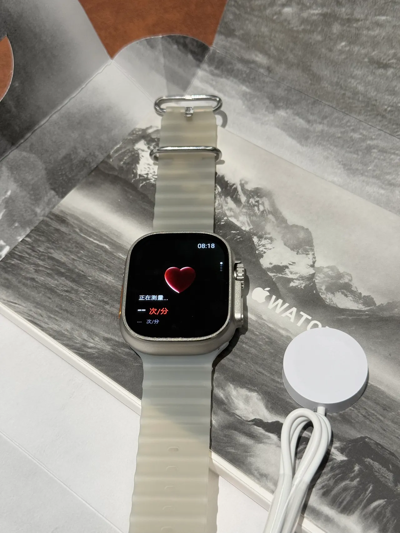 Apple Gray Orange Square Case Action Button Sports Watch