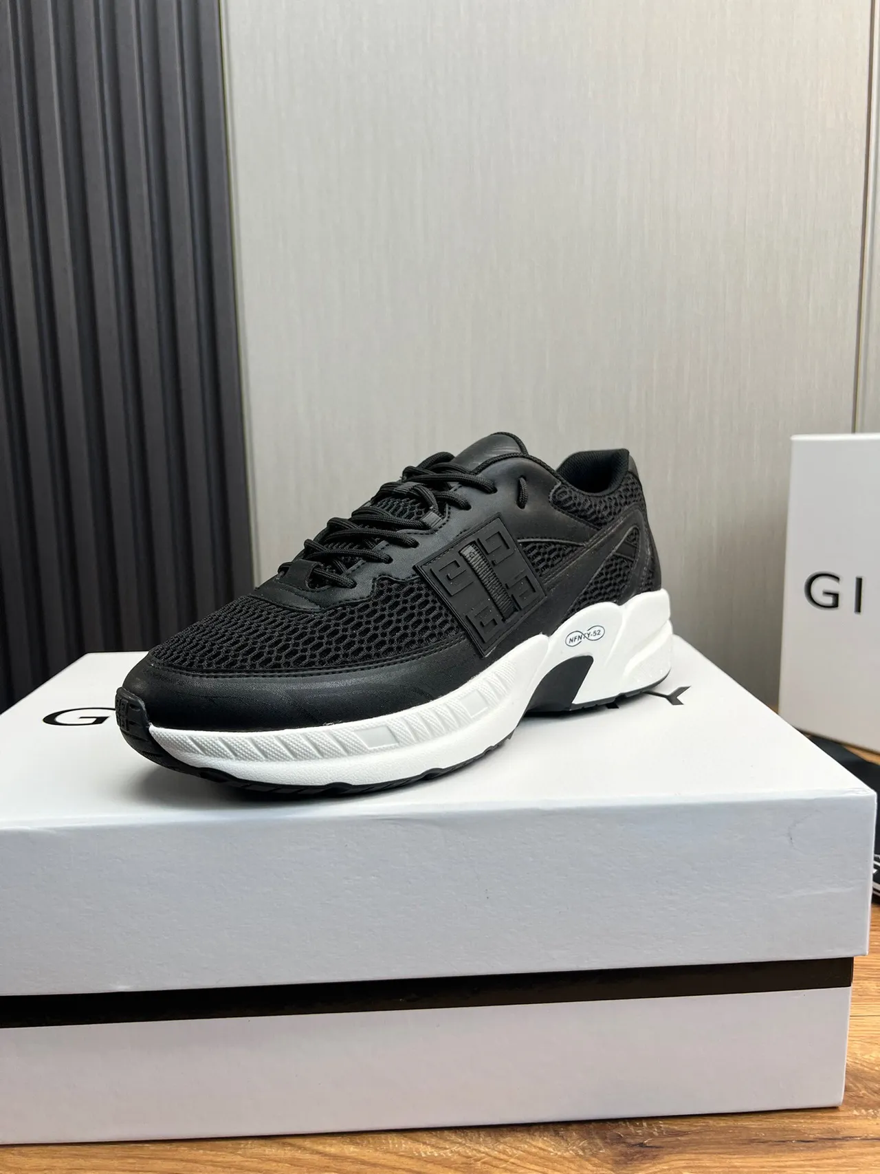 Givenchy City Sport Black Mesh and White Chunky Sneakers